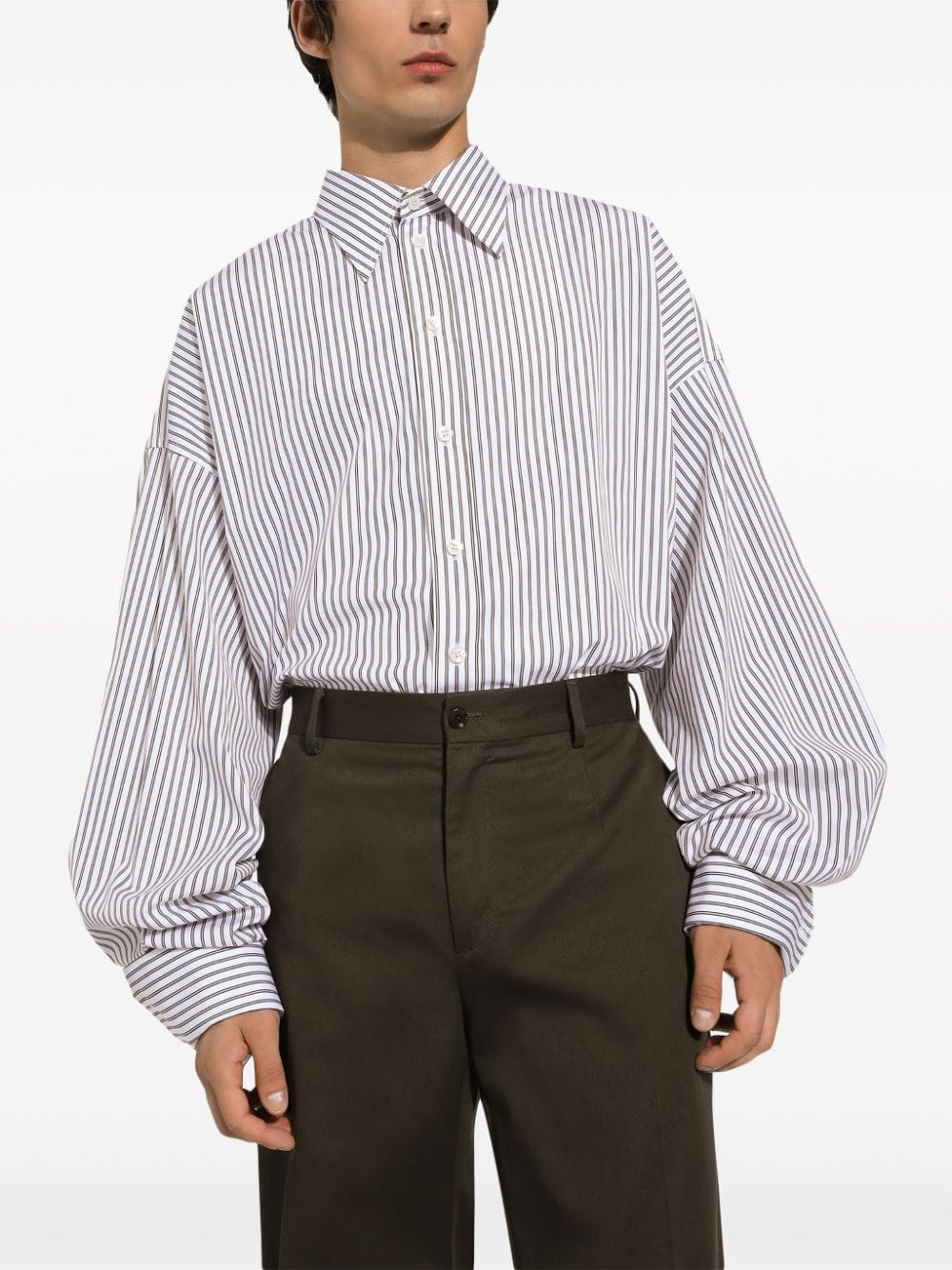 Dolce & Gabbana Oversized Striped Cotton-Poplin Shirt