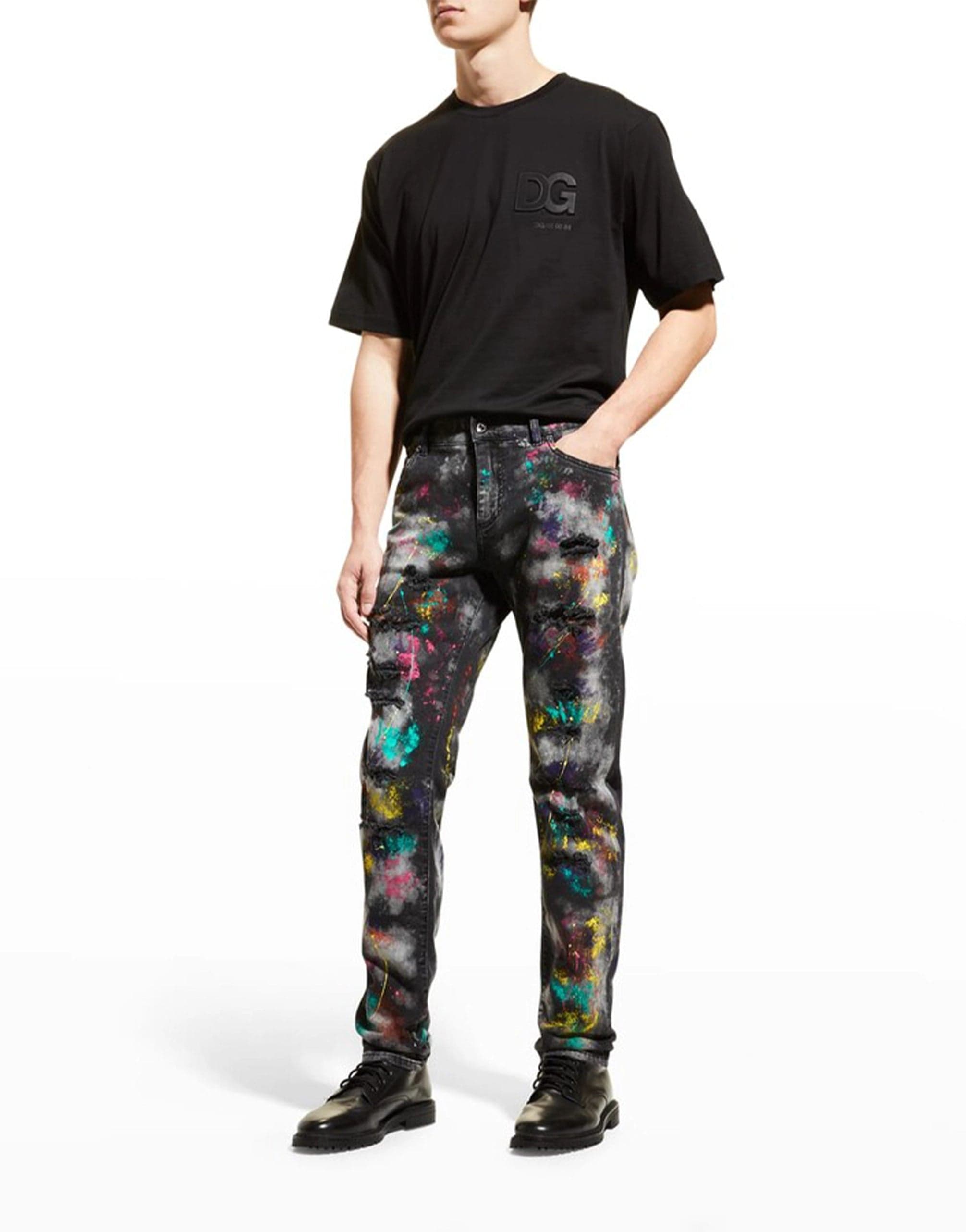 Dolce & Gabbana Paint-Print Jeans