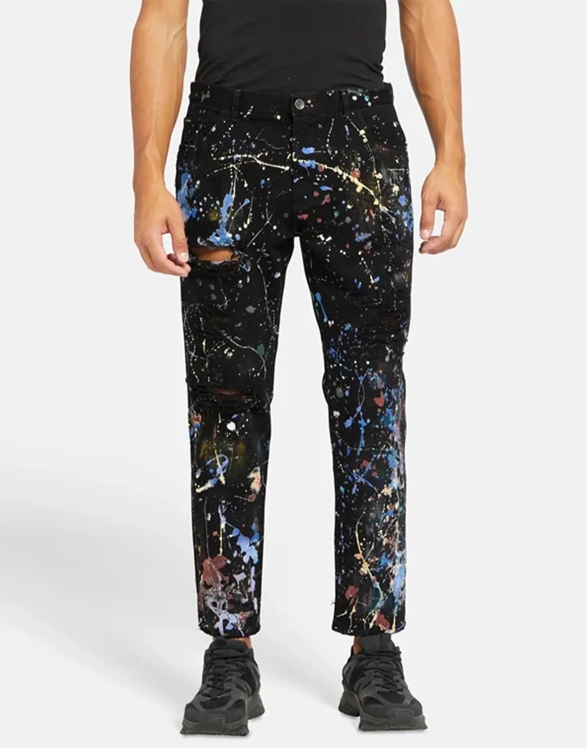 Dolce & Gabbana Paint-Splatter Distressed Slim-Fit Jeans
