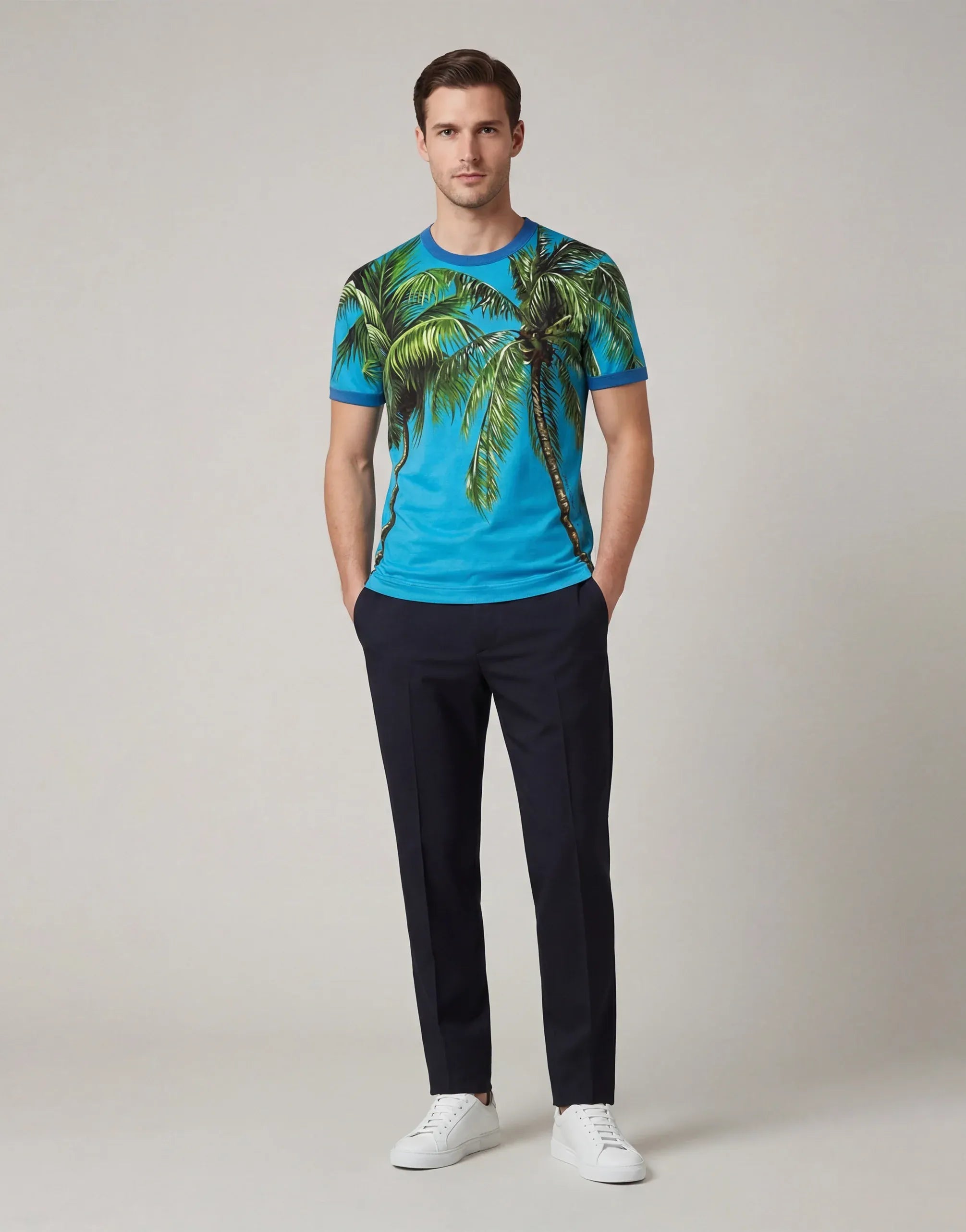Palm Print Cotton T-Shirt - alternate view