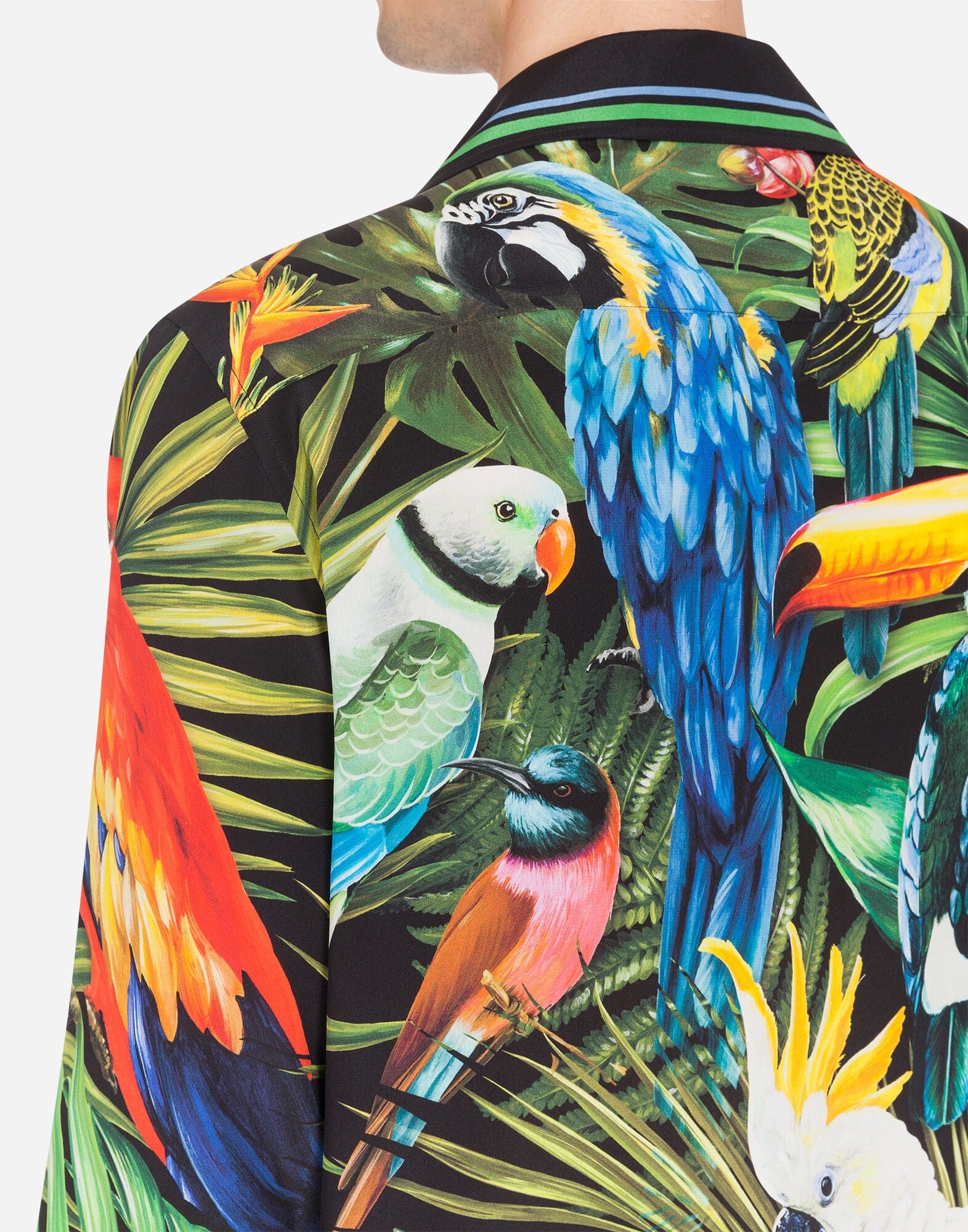 Dolce & Gabbana Parrot-Print Silk Hawaii Shirt