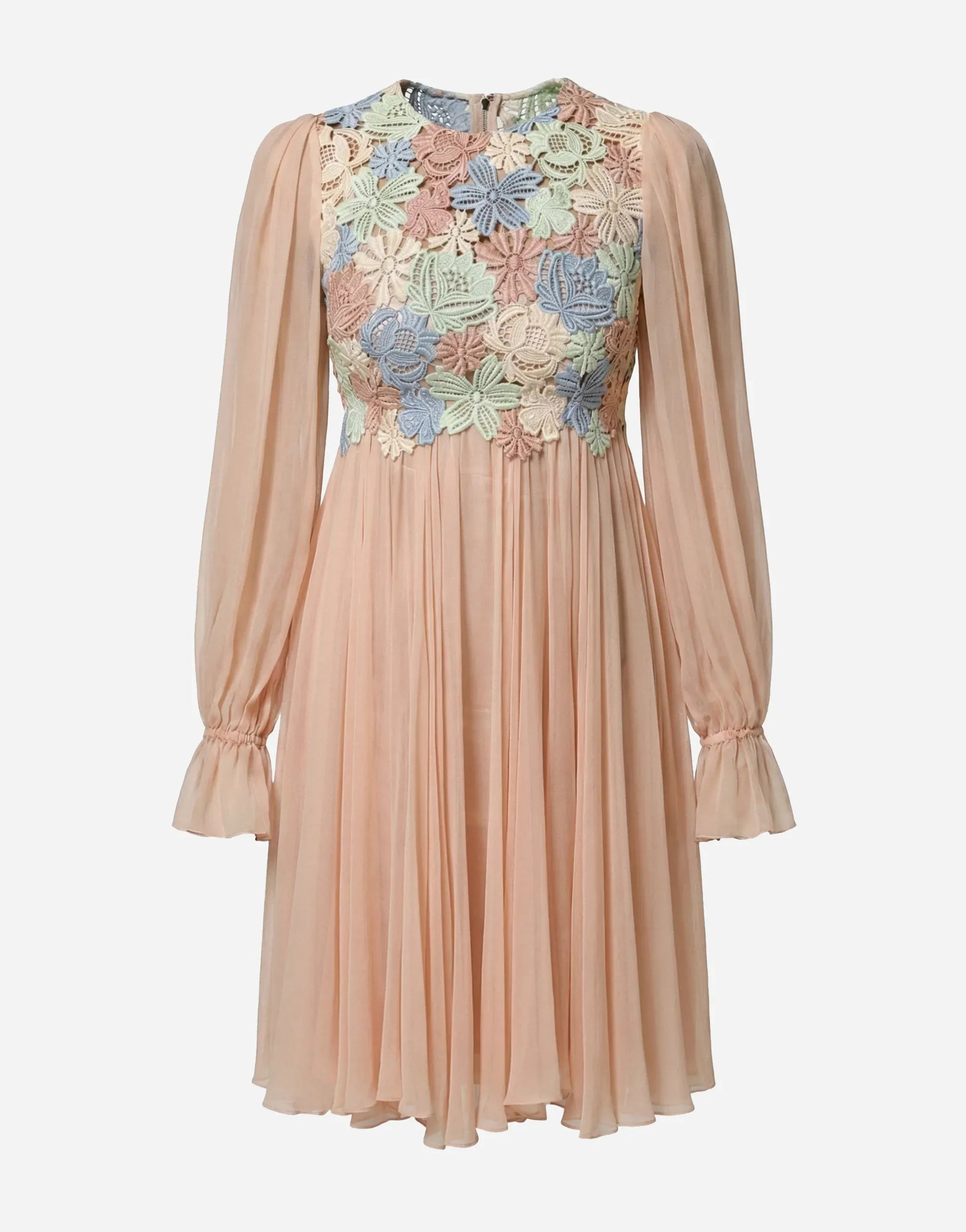 white christmas dresses Floral Chiffon V-Neck Corset Gown with Cape Sleeves main image 1