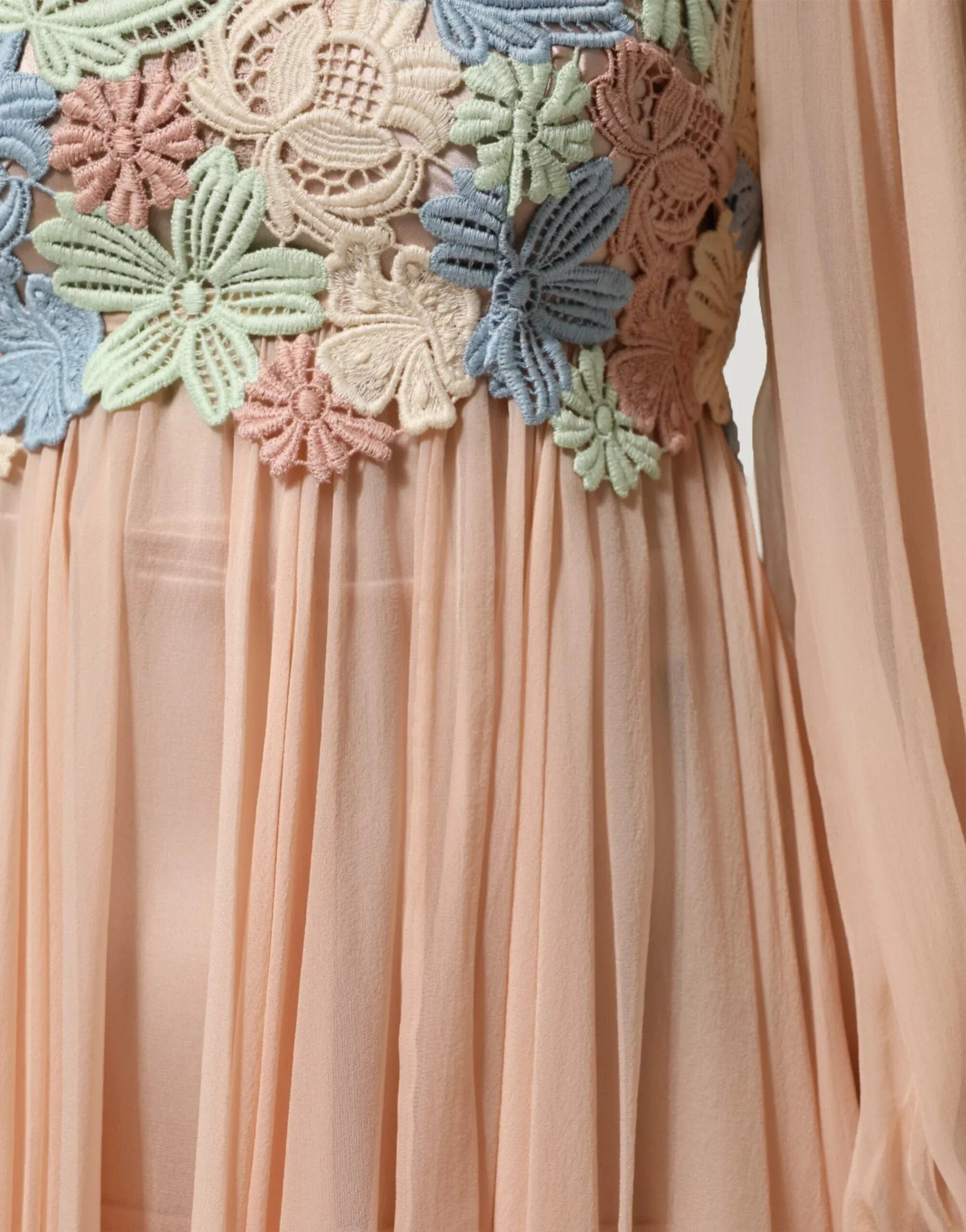 open lace back dress Dolce & Gabbana Pastel Floral Lace Chiffon Dress