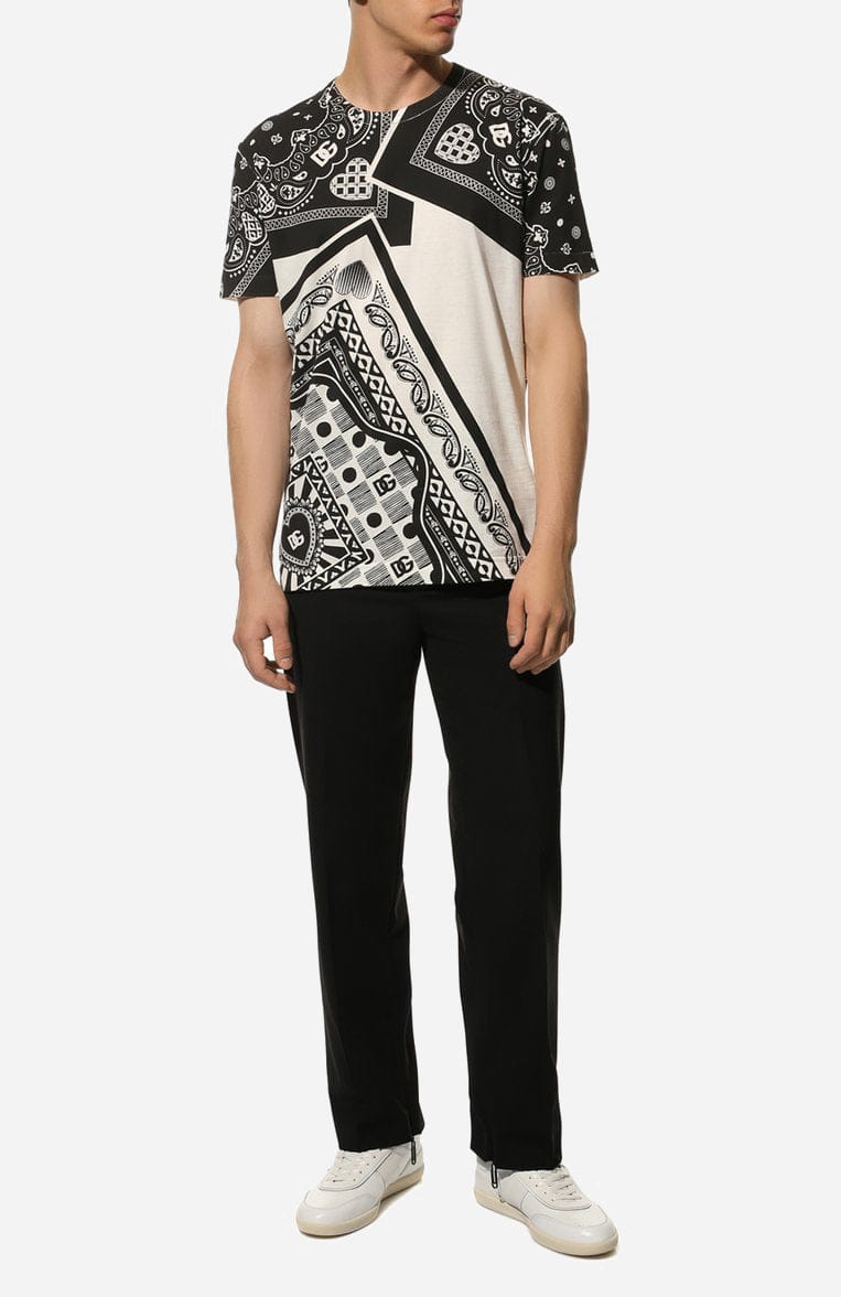 Dolce & Gabbana Patchwork Bandana Print Cotton T-Shirt