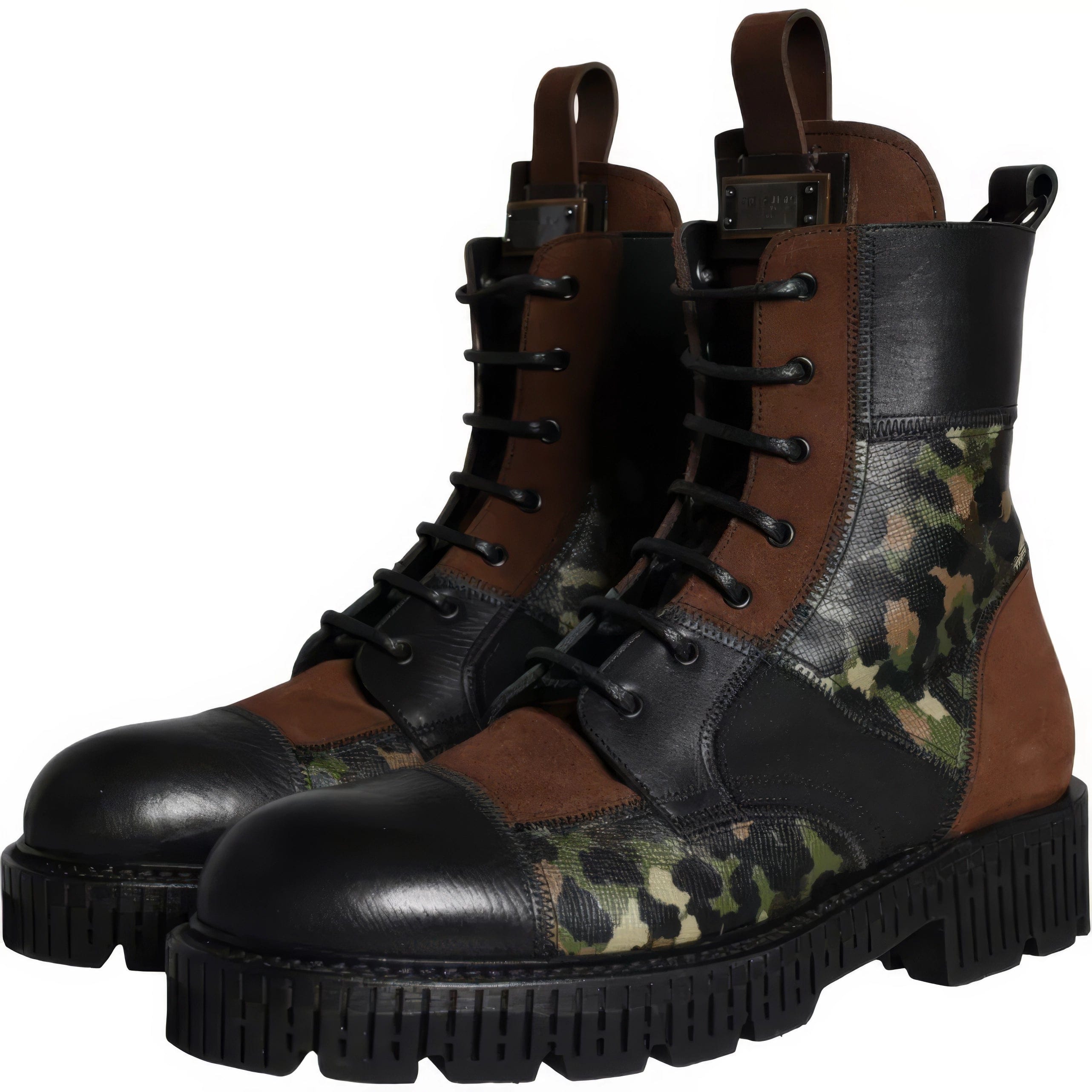 Dolce & Gabbana Patchwork Combat Boots