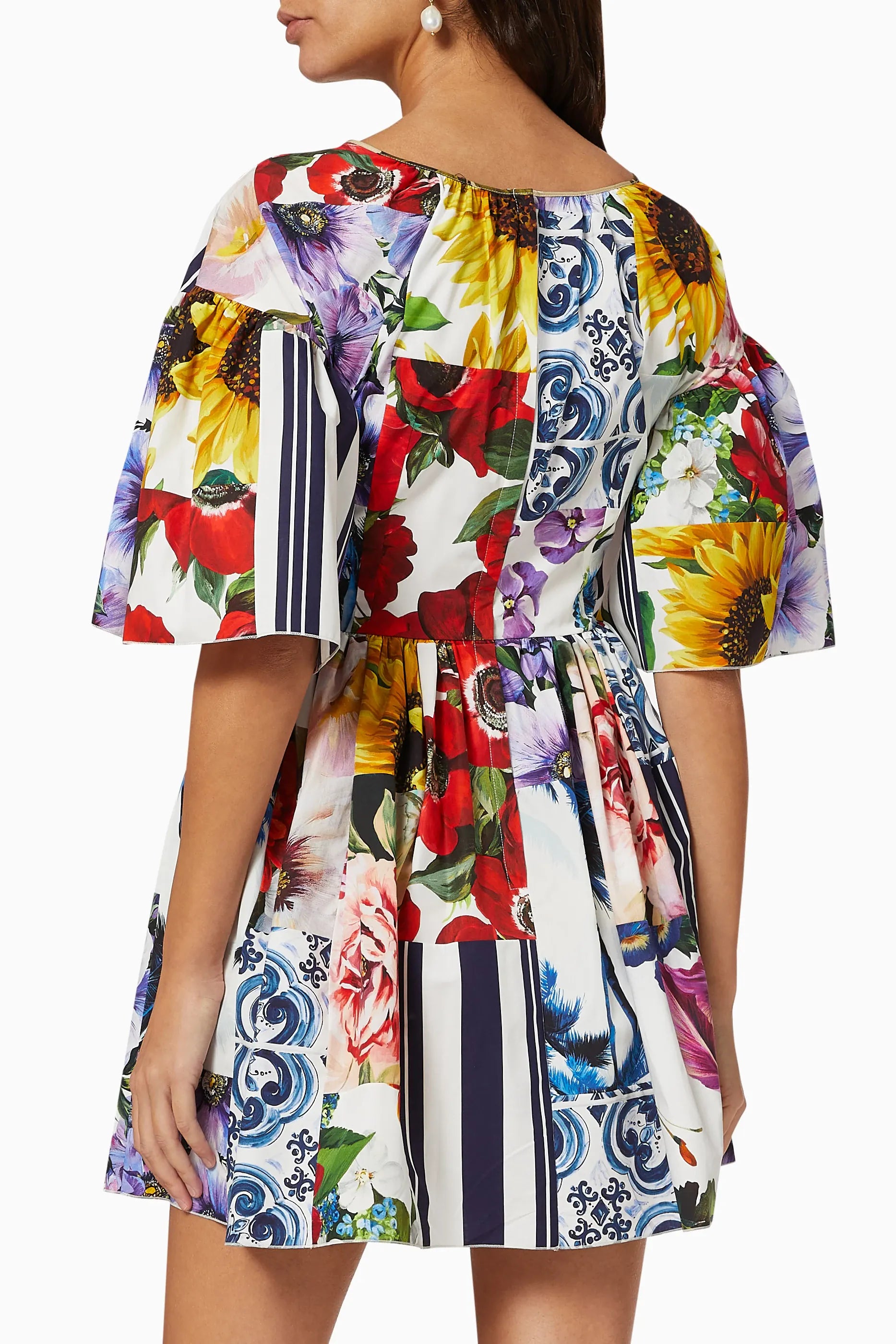 Dolce & Gabbana Patchwork Cotton Poplin Mini Dress