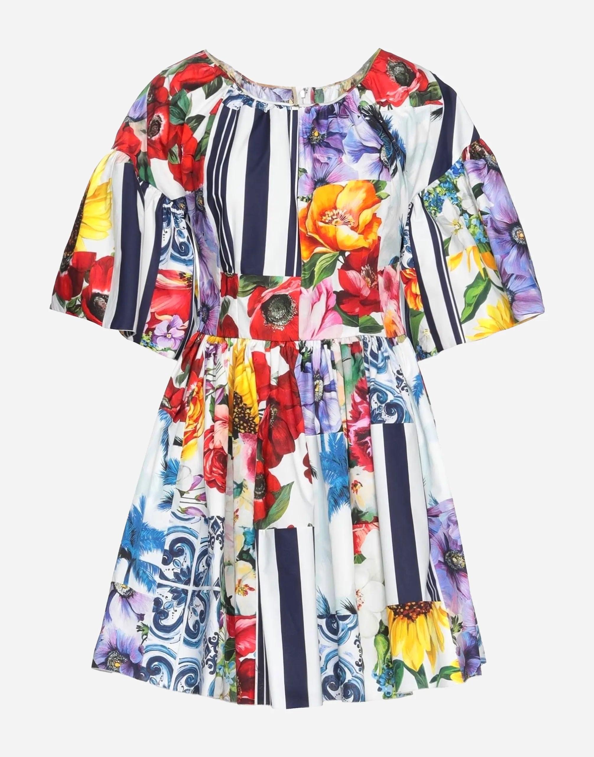 Dolce & Gabbana Patchwork Cotton Poplin Mini Dress