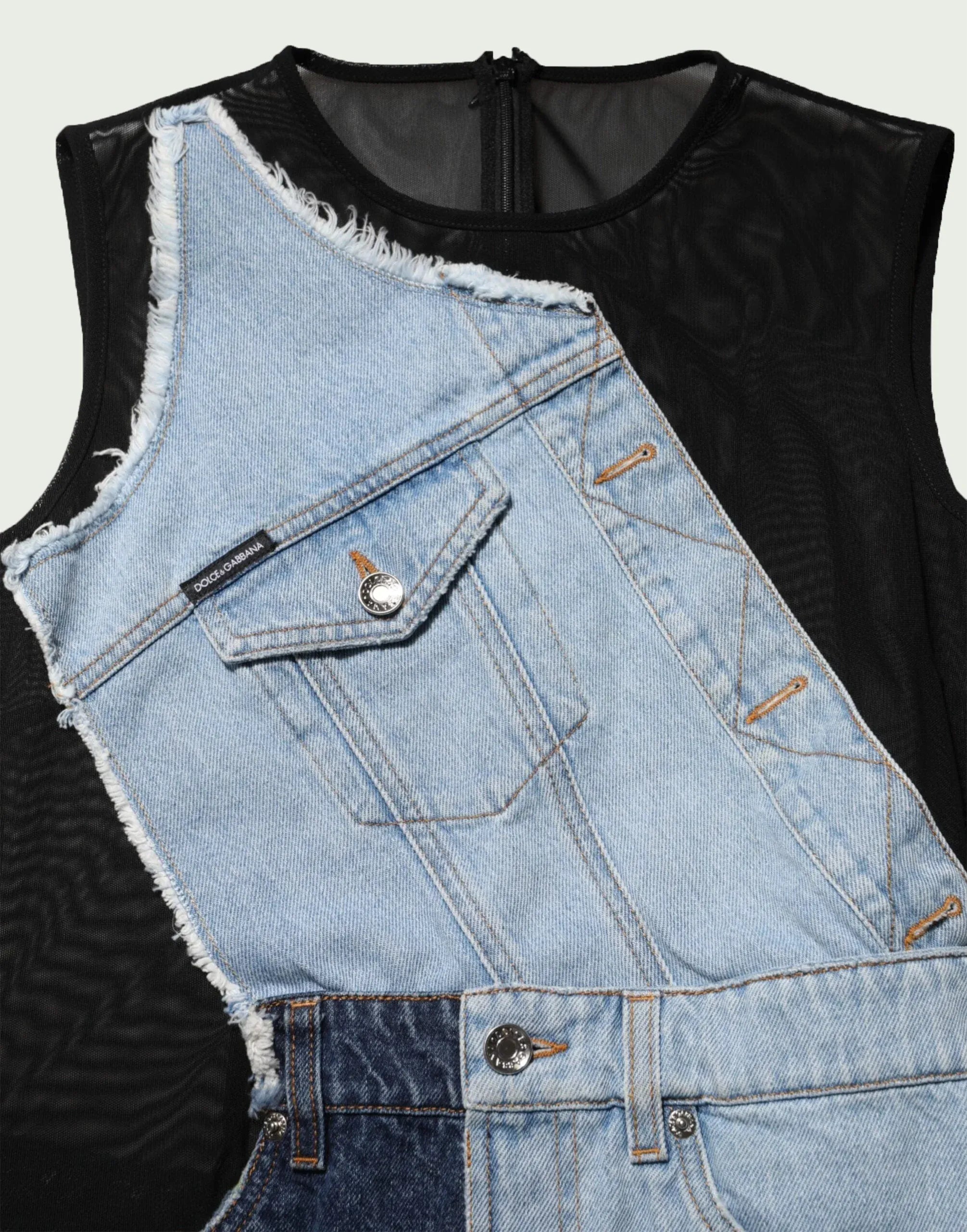 Dolce & Gabbana Patchwork Denim Sleeveless Mini Dress