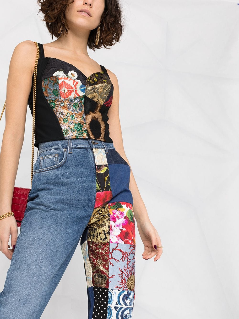 Dolce & Gabbana Patchwork-Detail Straight-Leg Jeans