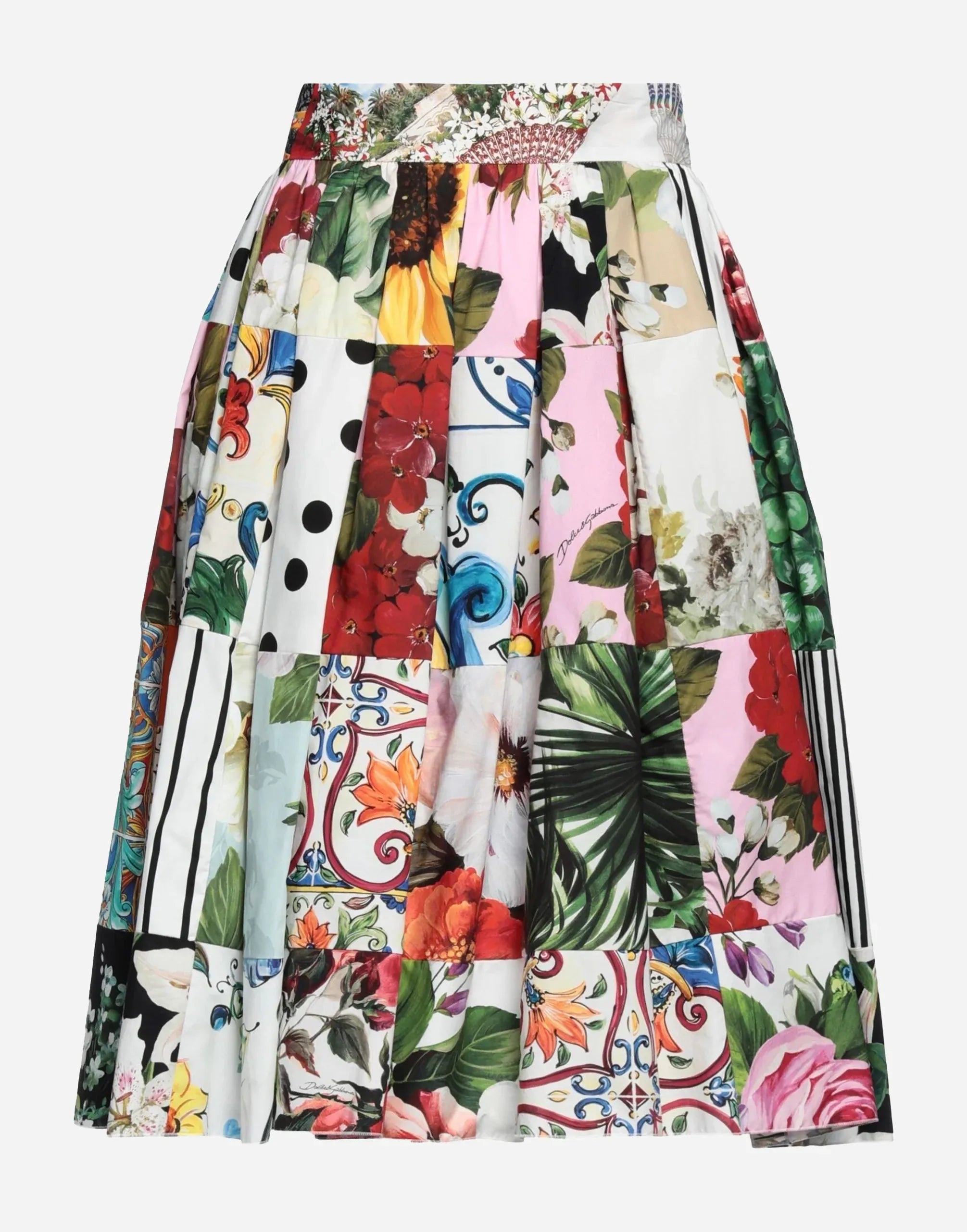 Dolce & Gabbana Patchwork High-Waist Midi Skirt