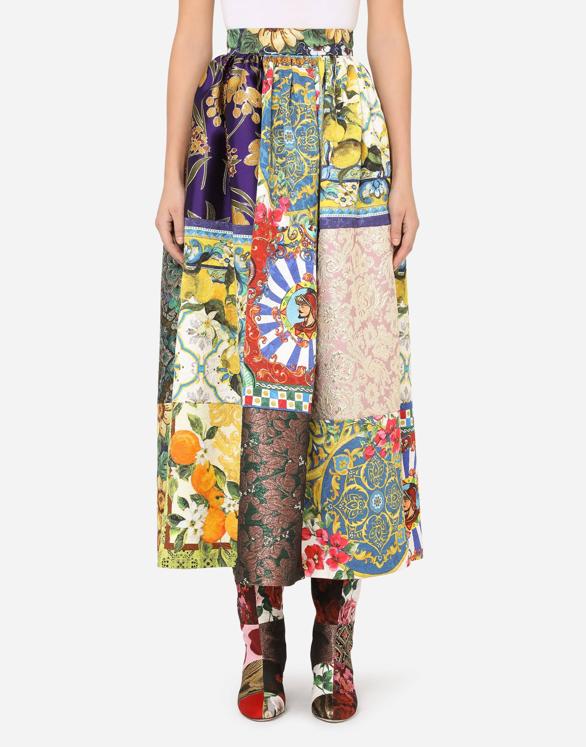 Dolce & Gabbana Patchwork Jacquard Maxi Skirt