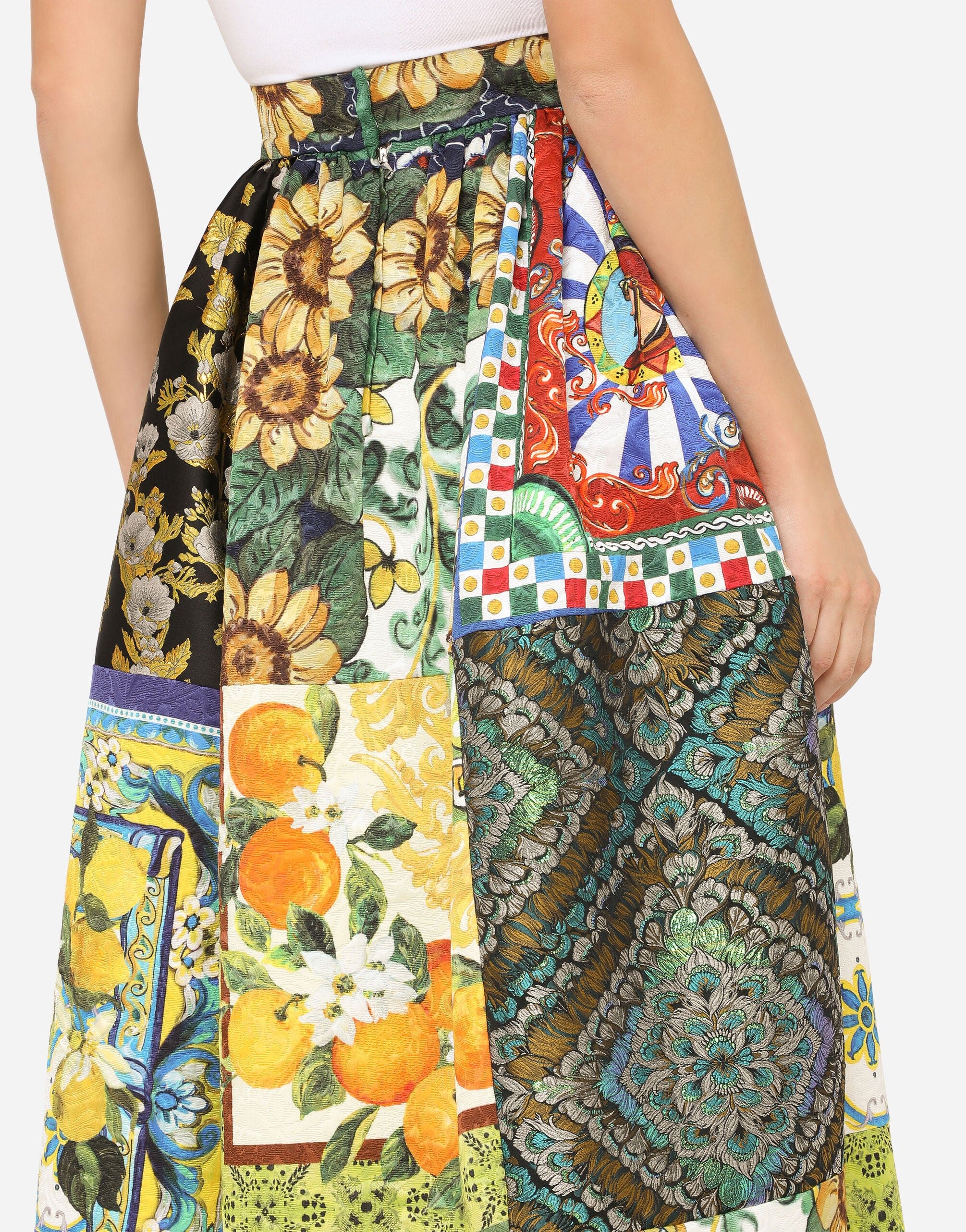 Dolce & Gabbana Patchwork Jacquard Maxi Skirt