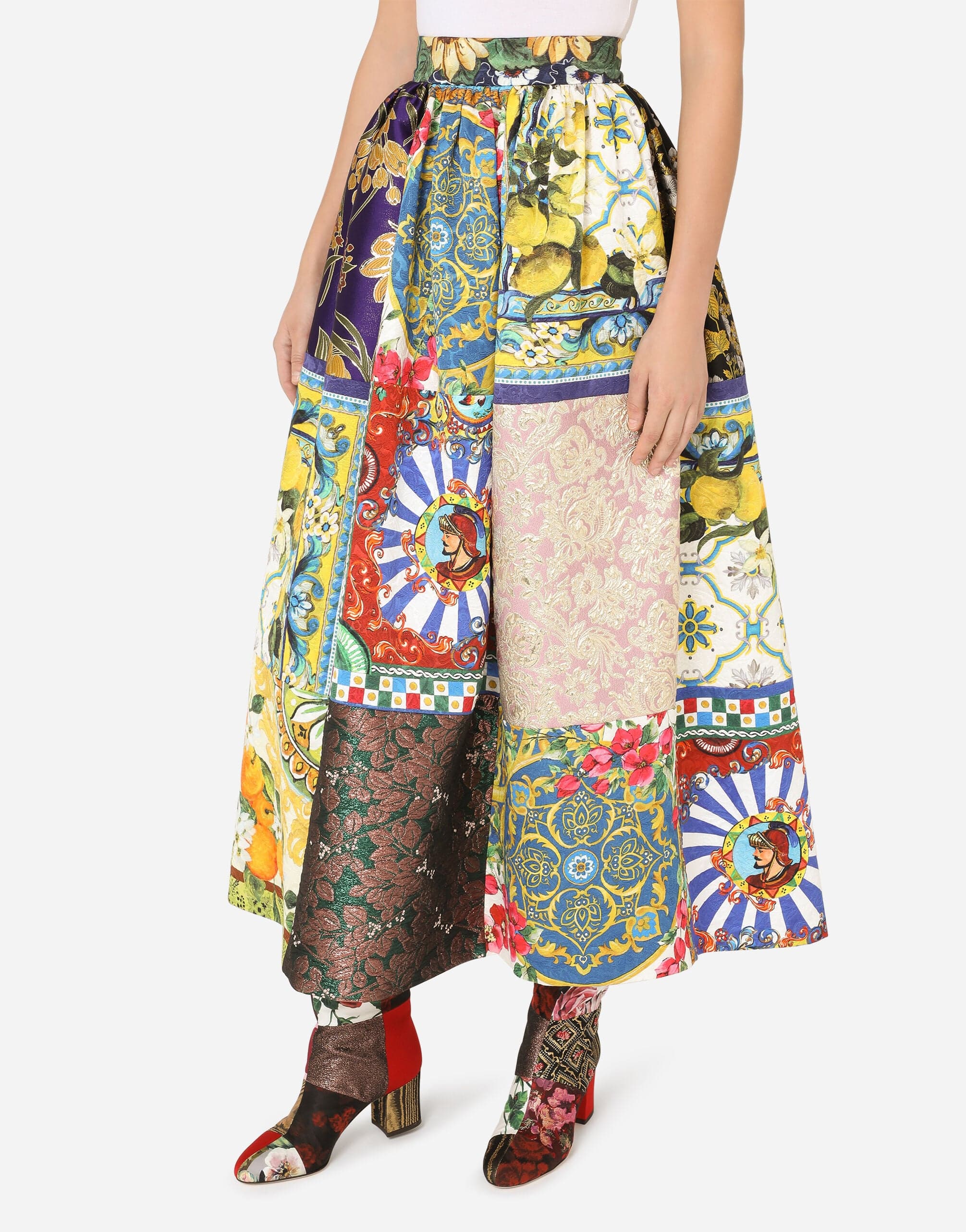 Dolce & Gabbana Patchwork Jacquard Maxi Skirt