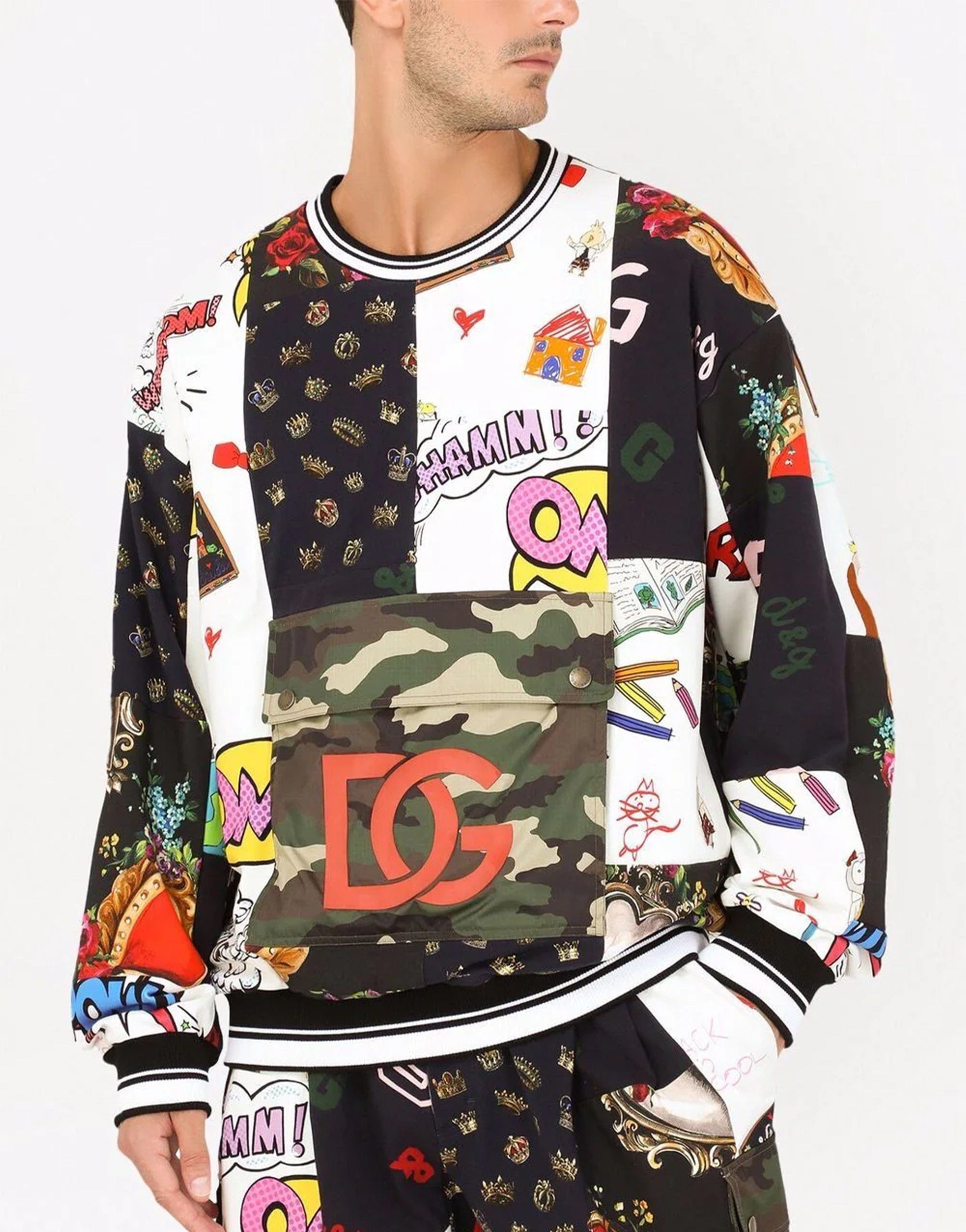 Dolce & Gabbana Patchwork Logo-Print Sweatshirt
