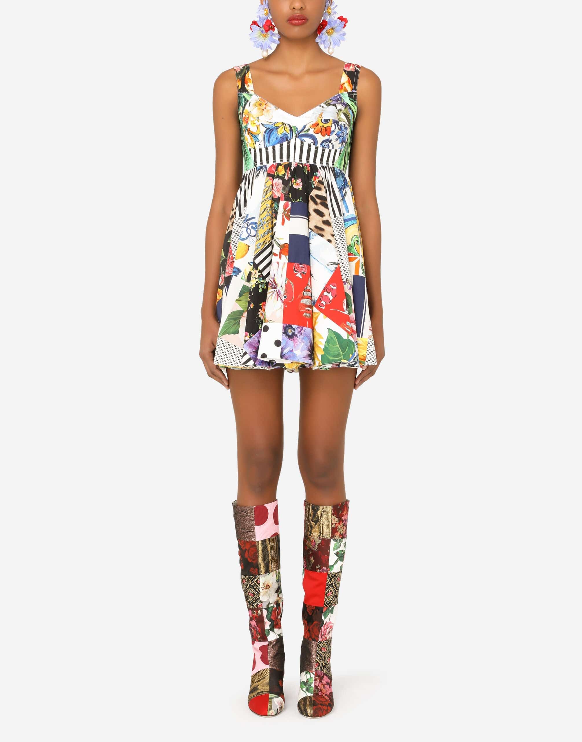 Dolce & Gabbana Patchwork Poplin Short Dress