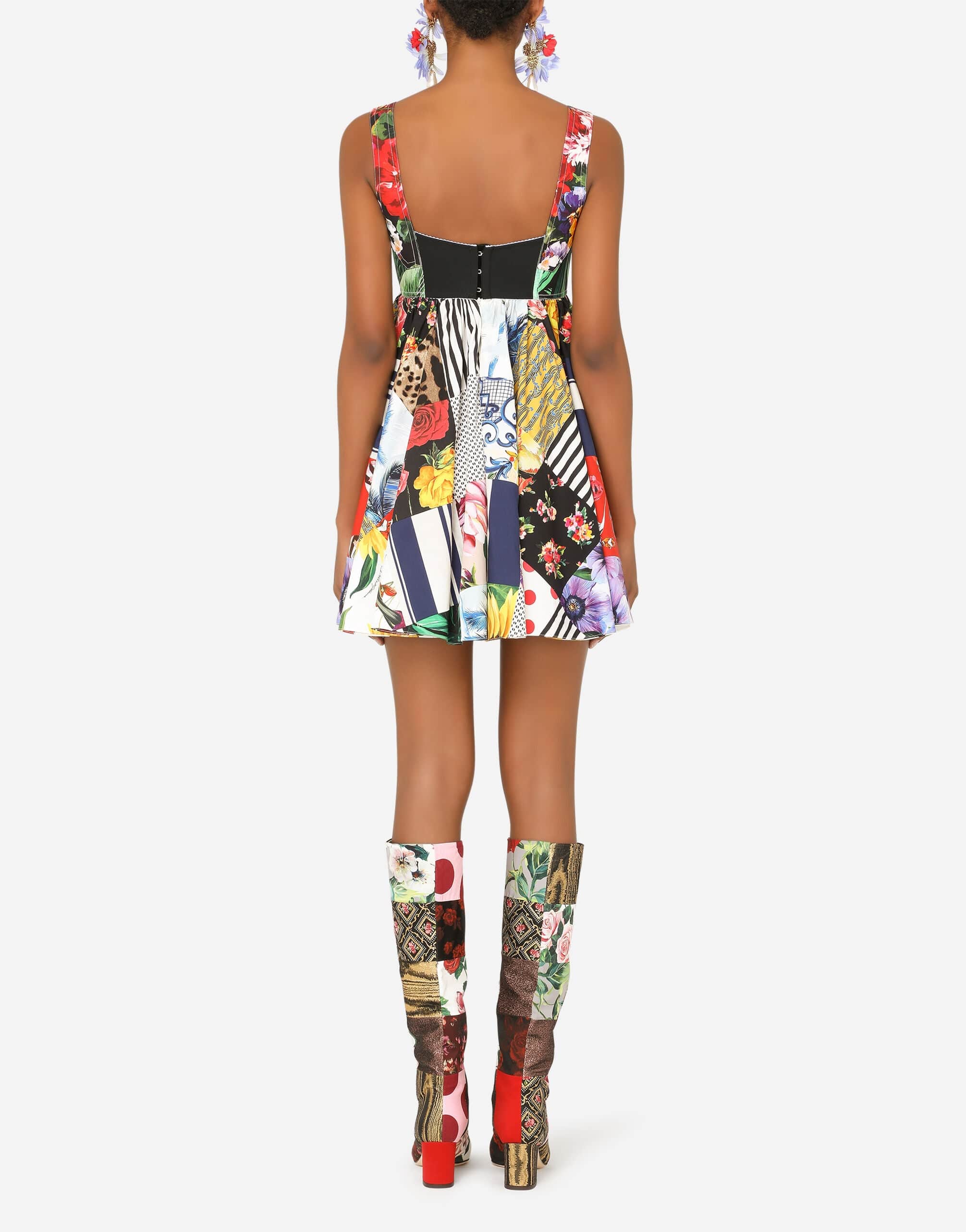 Dolce & Gabbana Patchwork Poplin Short Dress