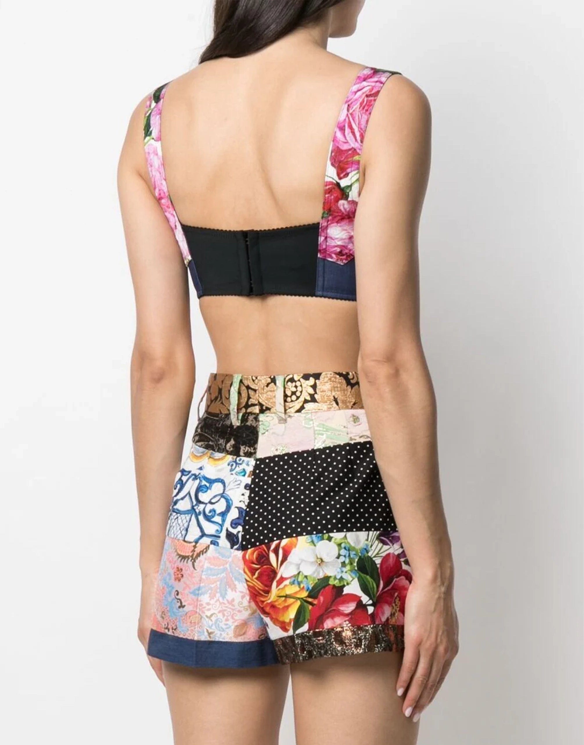 Cropped-Top mit Patchwork-Print