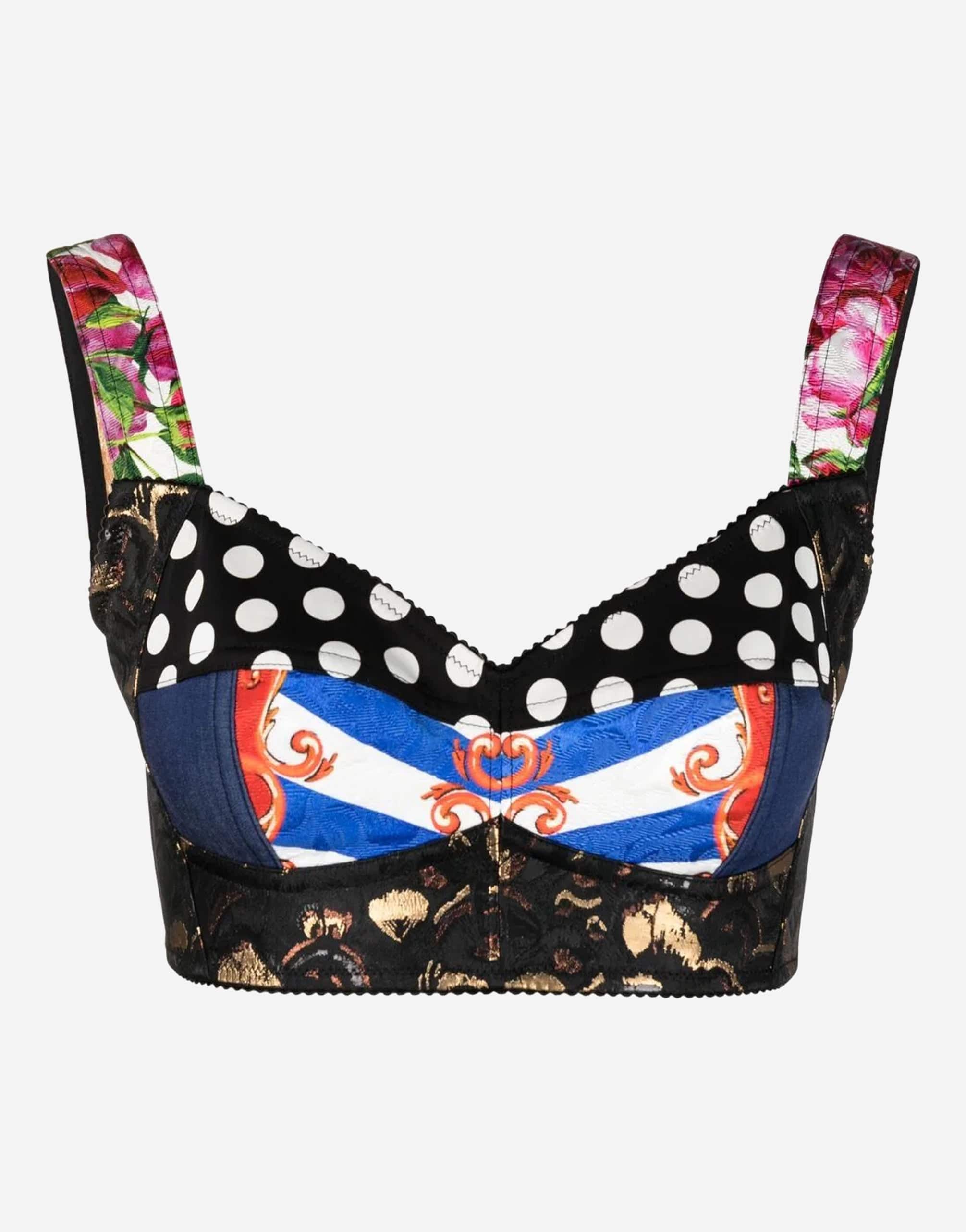 Dolce & Gabbana Patchwork-Print Cropped Top