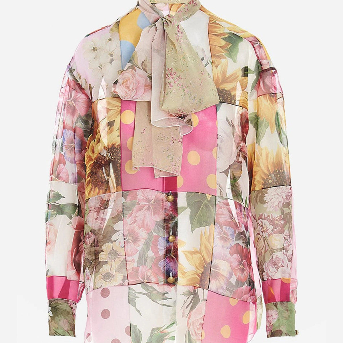 DOLCE & GABBANA シルクストレッチブラウス(DGメタルロゴ春夏 DOLCE & GABBANA シルクストレッチブラウス(DGメタルロゴ春夏