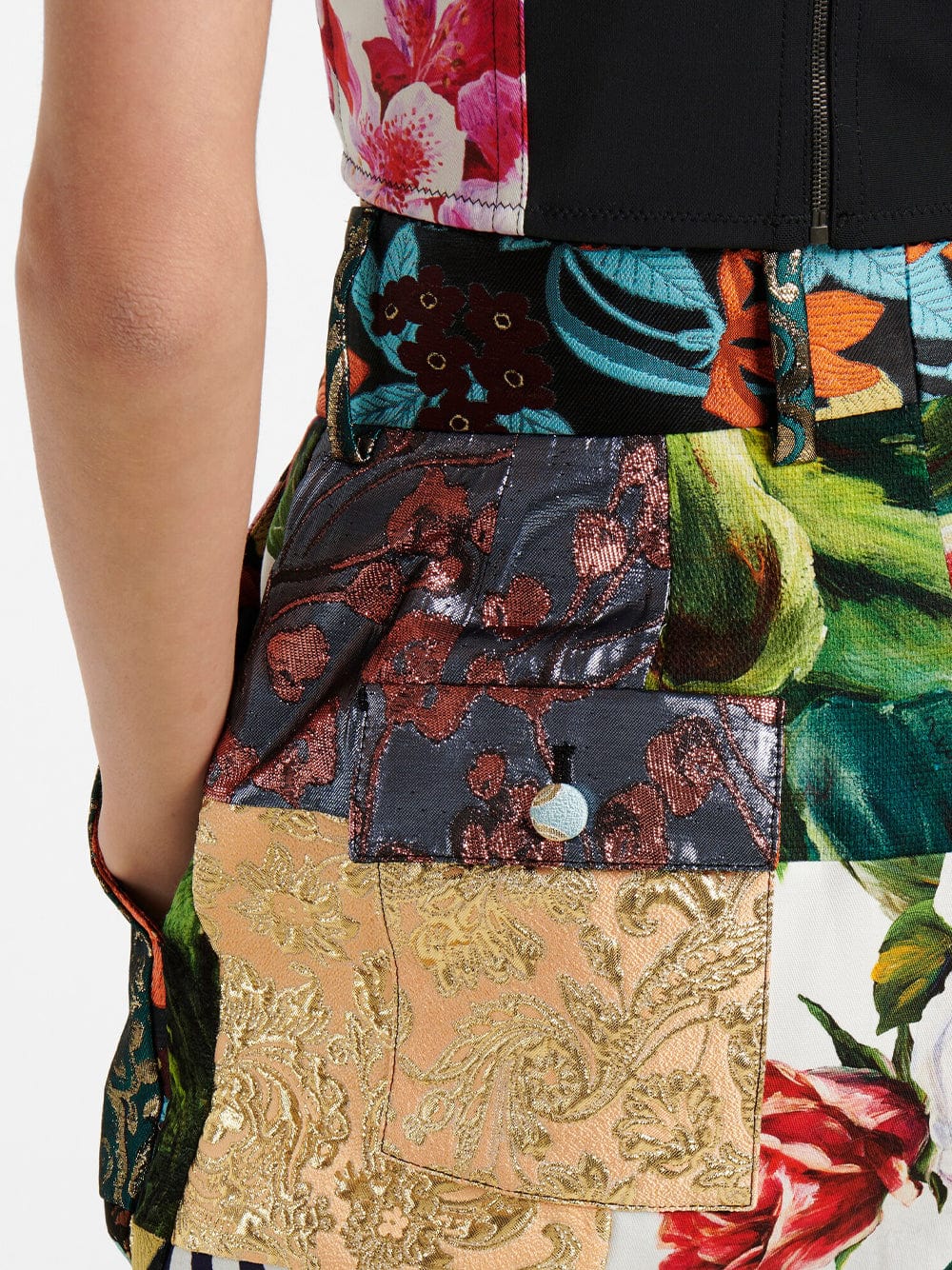 Dolce & Gabbana Patchwork Twill And Brocade Shorts