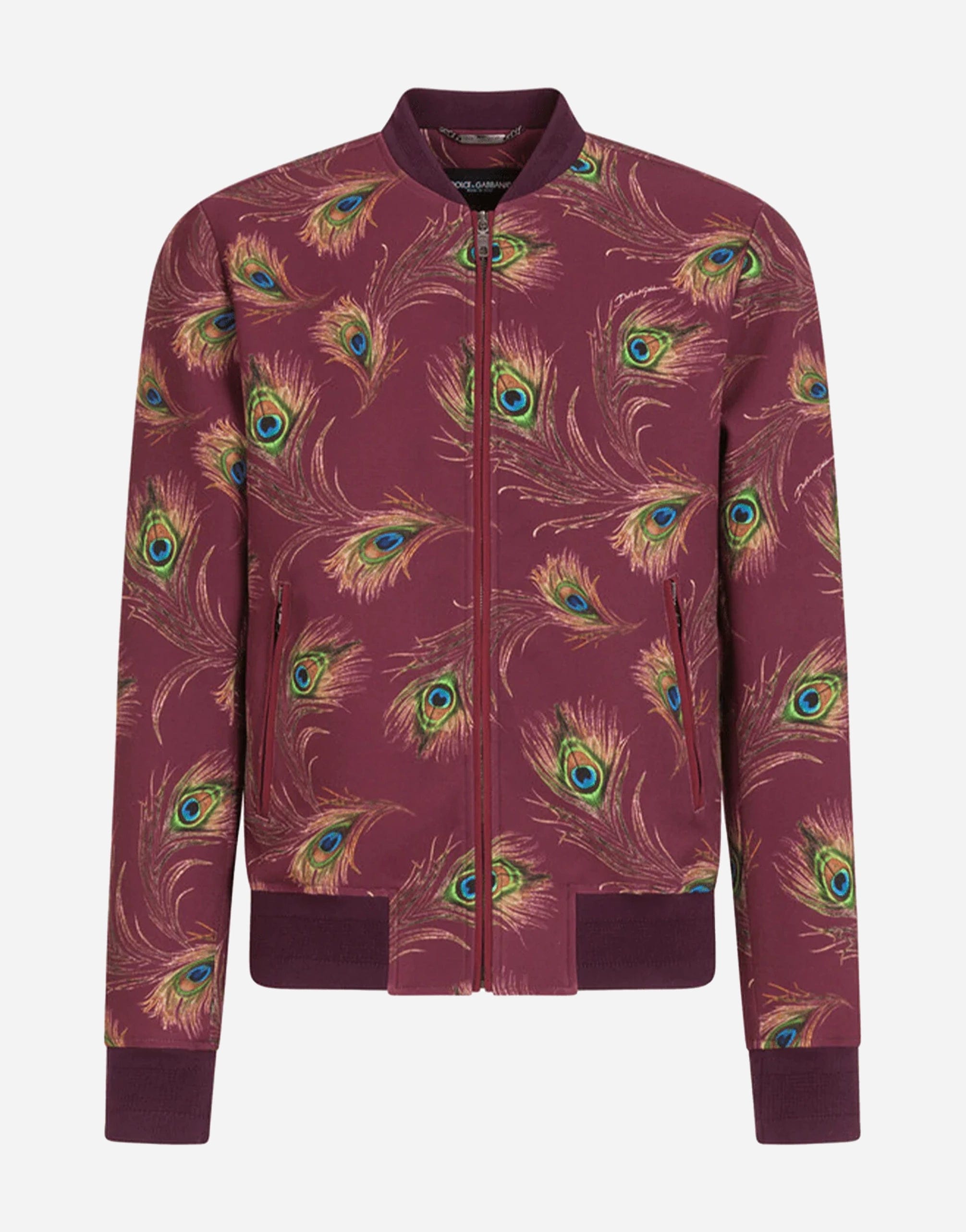 Dolce & Gabbana Peacock Feather Print Bomber Jacket Dolce & Gabbana Peacock Feather Print Bomber Jacket