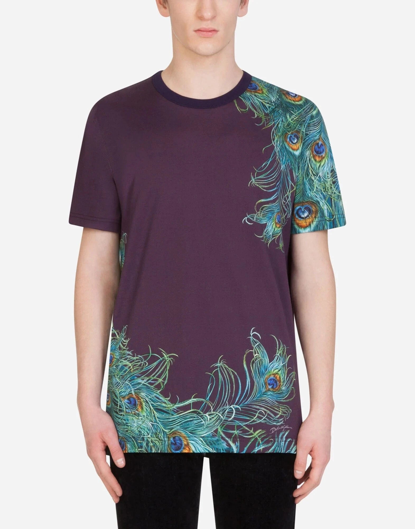 Dolce & Gabbana Peacock Print Cotton T-Shirt