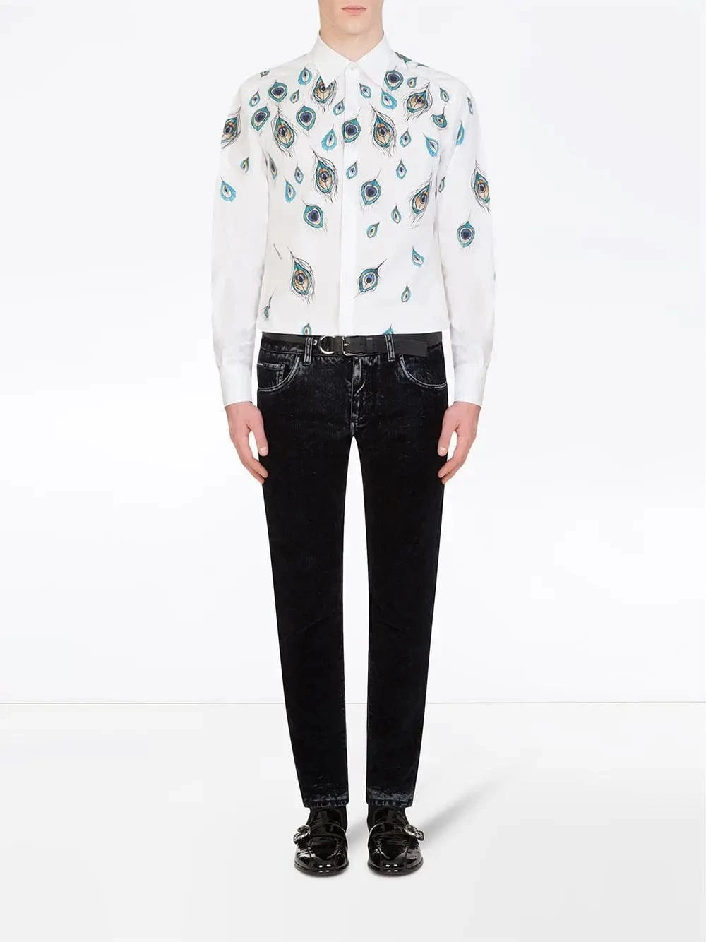 Dolce & Gabbana Peacock-Print Long-Sleeve Shirt - alternate view