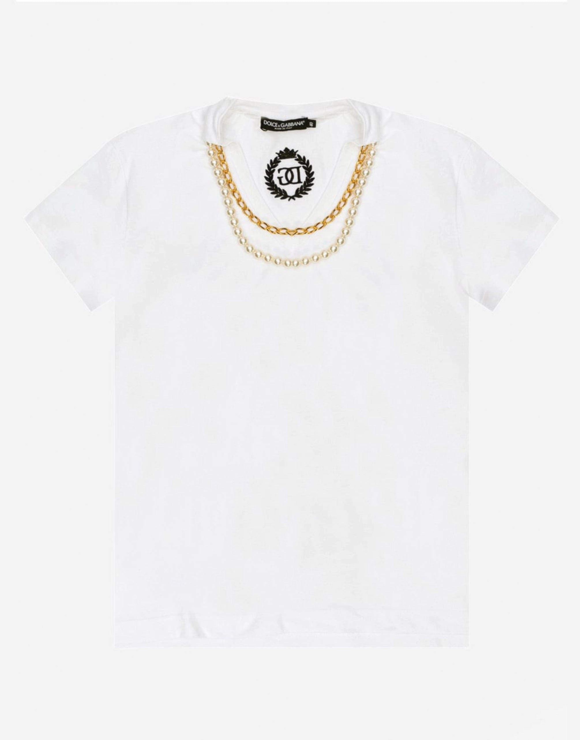 Dolce & Gabbana Pearl Necklace T-Shirt