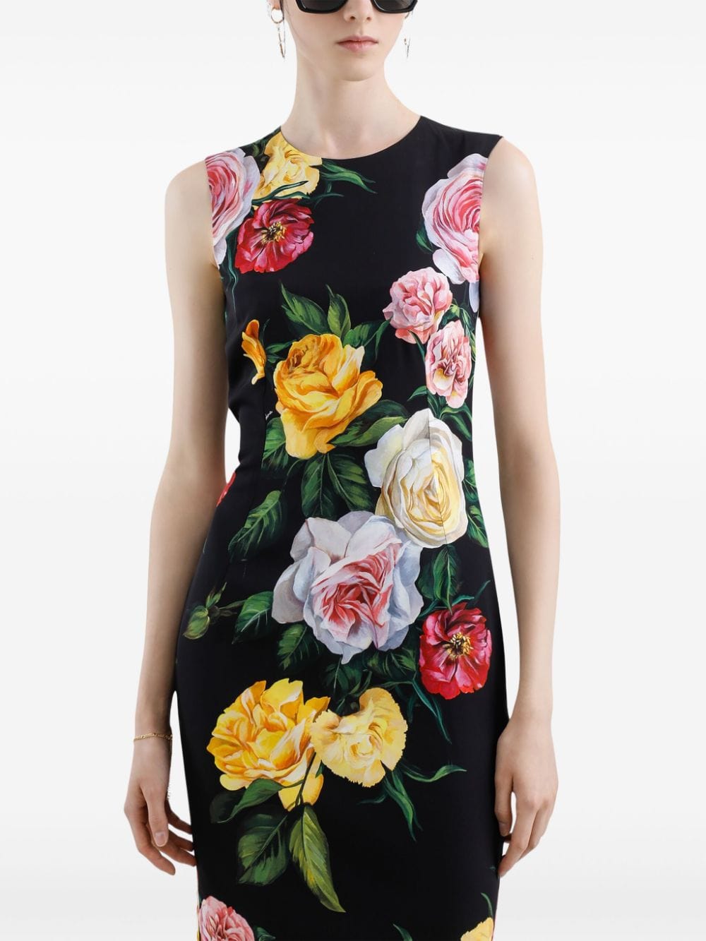 Dolce & Gabbana Peony And Rose Floral-Print Midi Dress