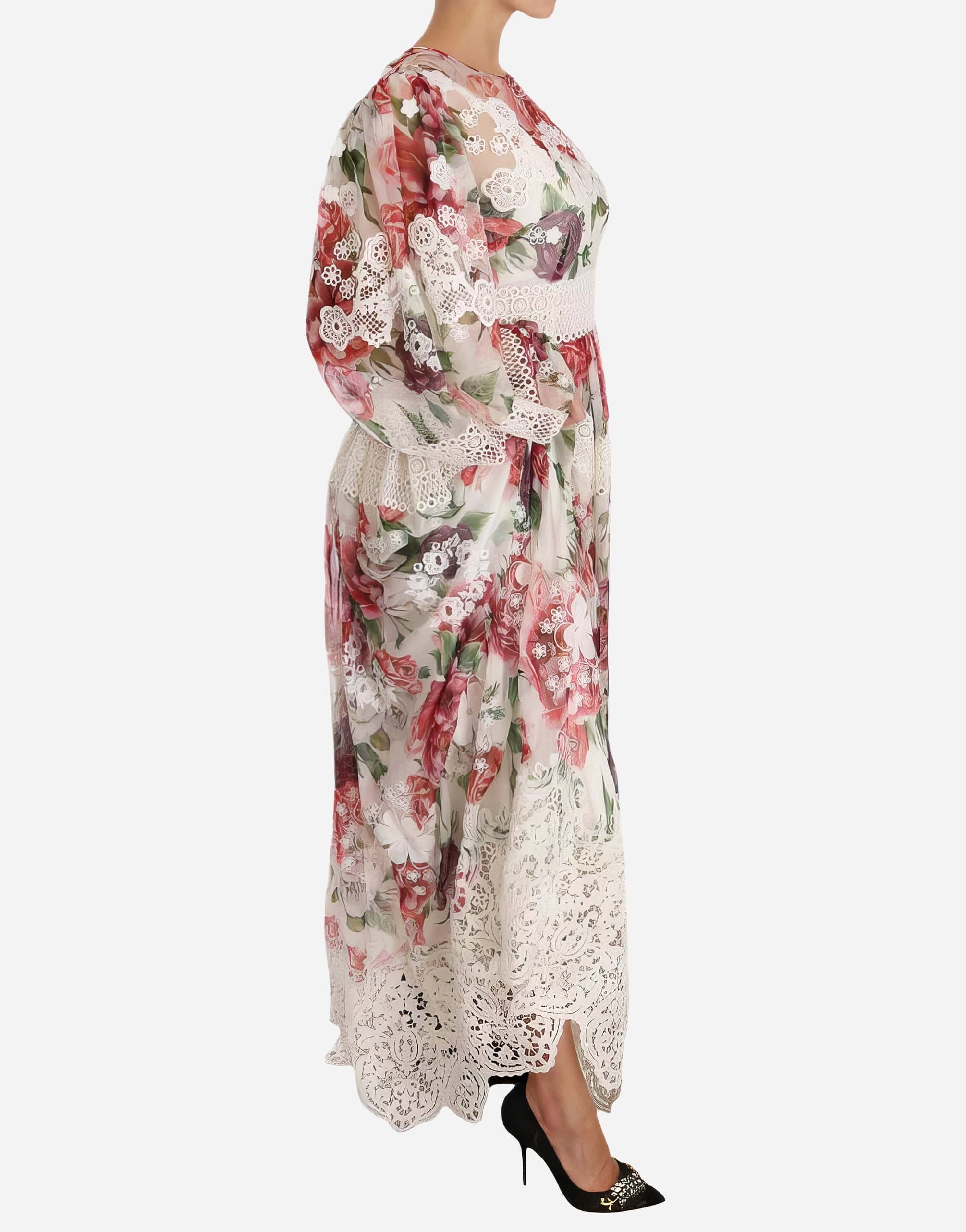 Peony And Rose-Print Chiffon Gown