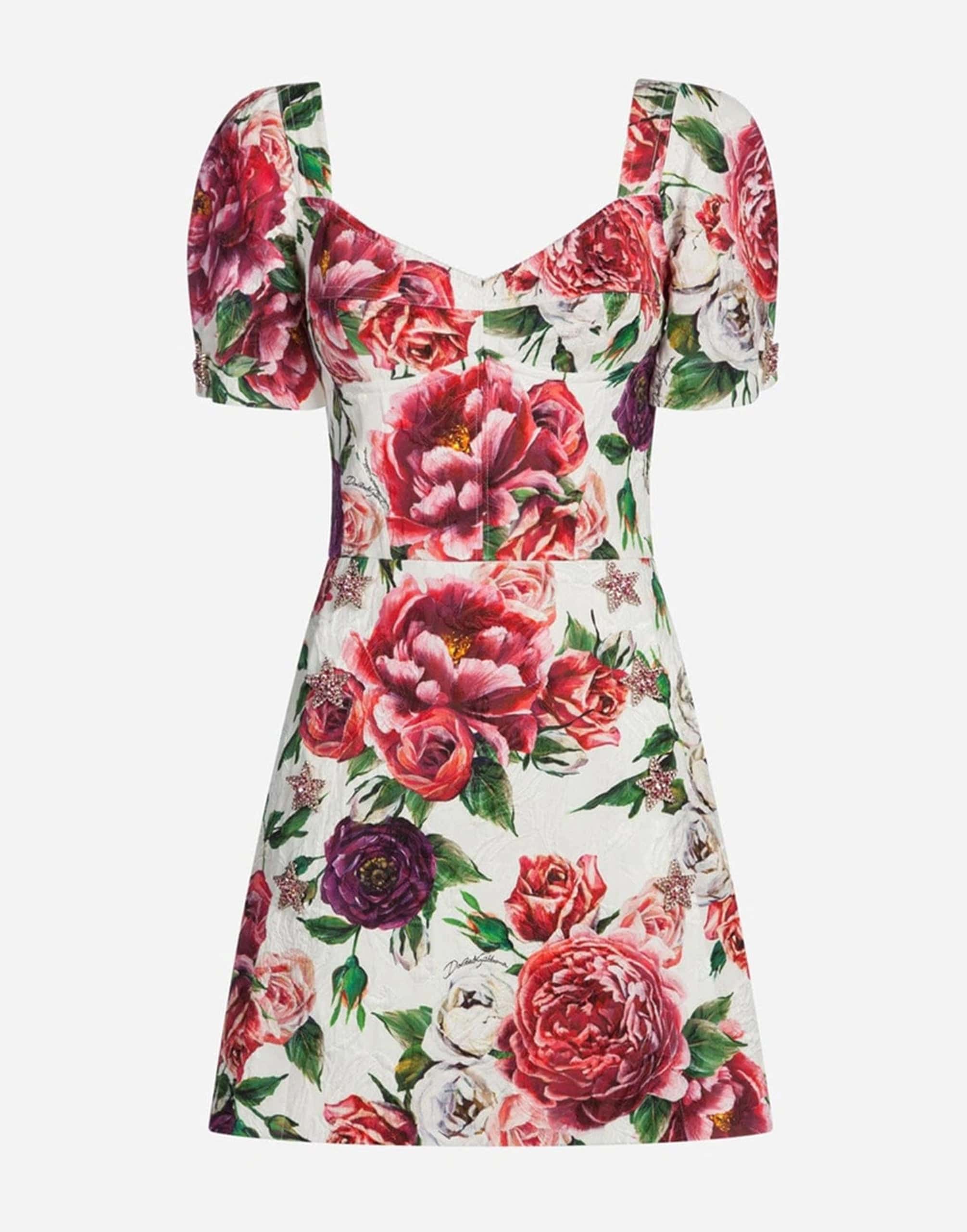 Dolce & Gabbana Peony-Print Brocade Dress