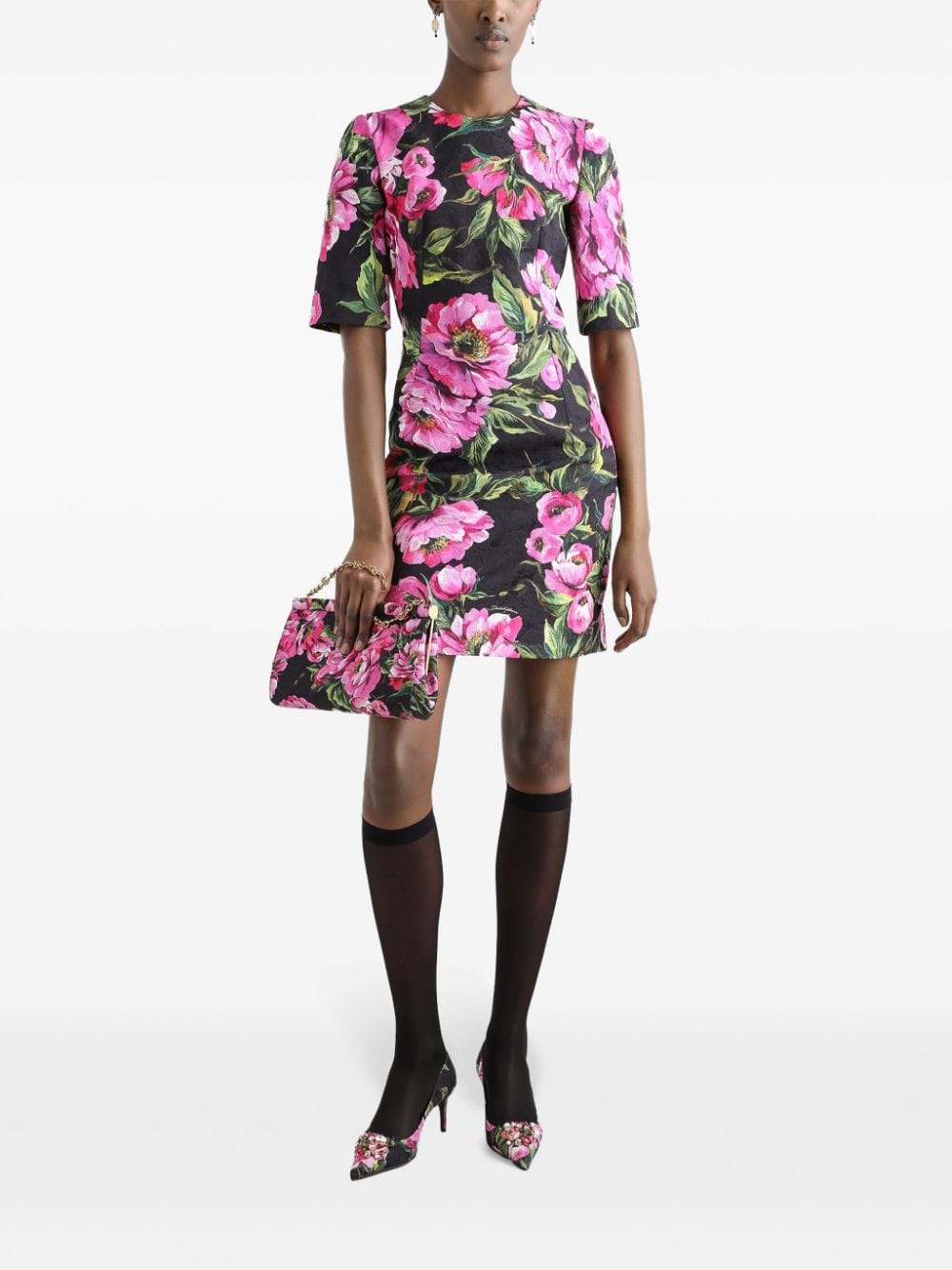 Dolce & Gabbana Peony-Print Mini Dress