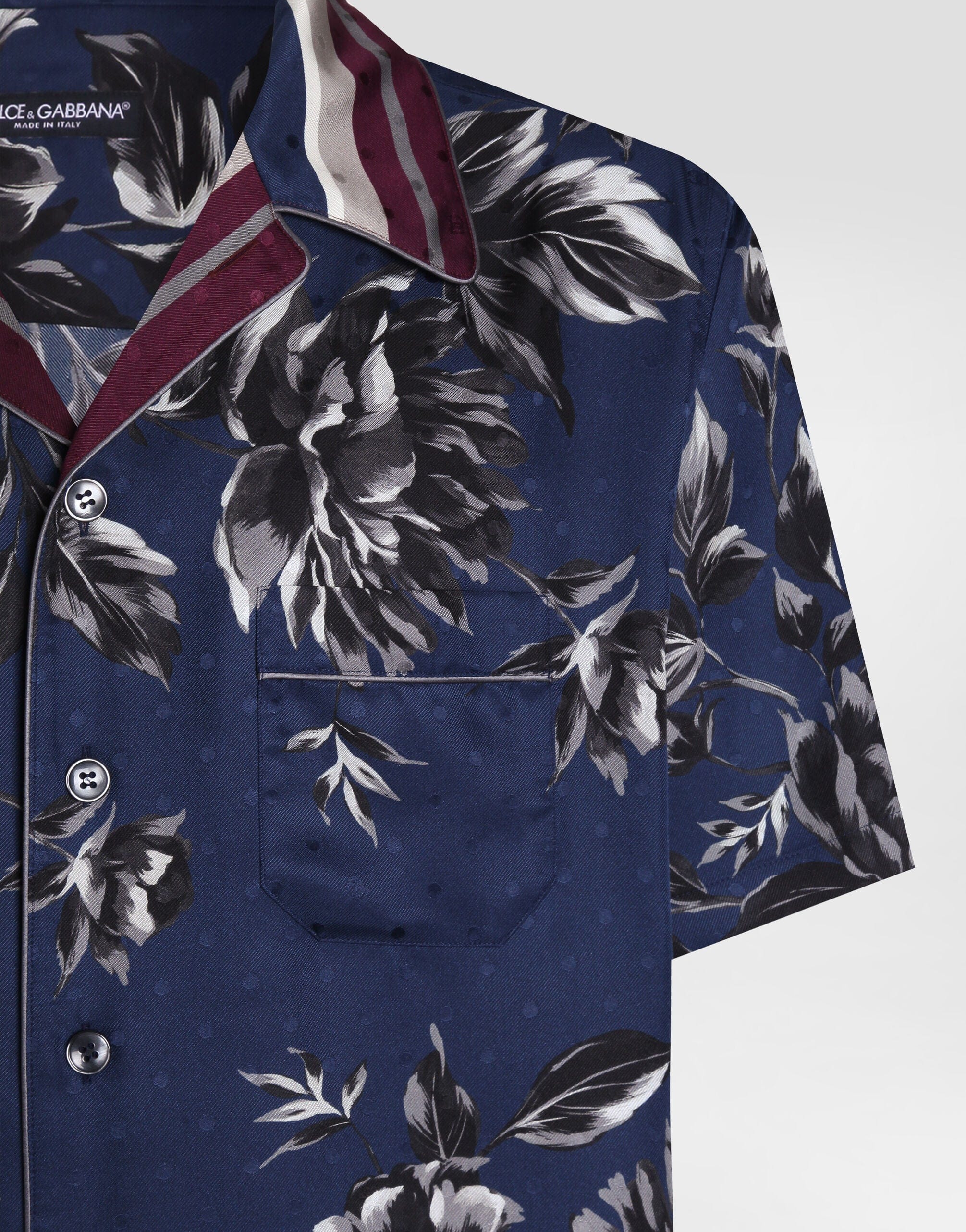 Dolce & Gabbana 牡丹印花斜紋夏威夷襯衫