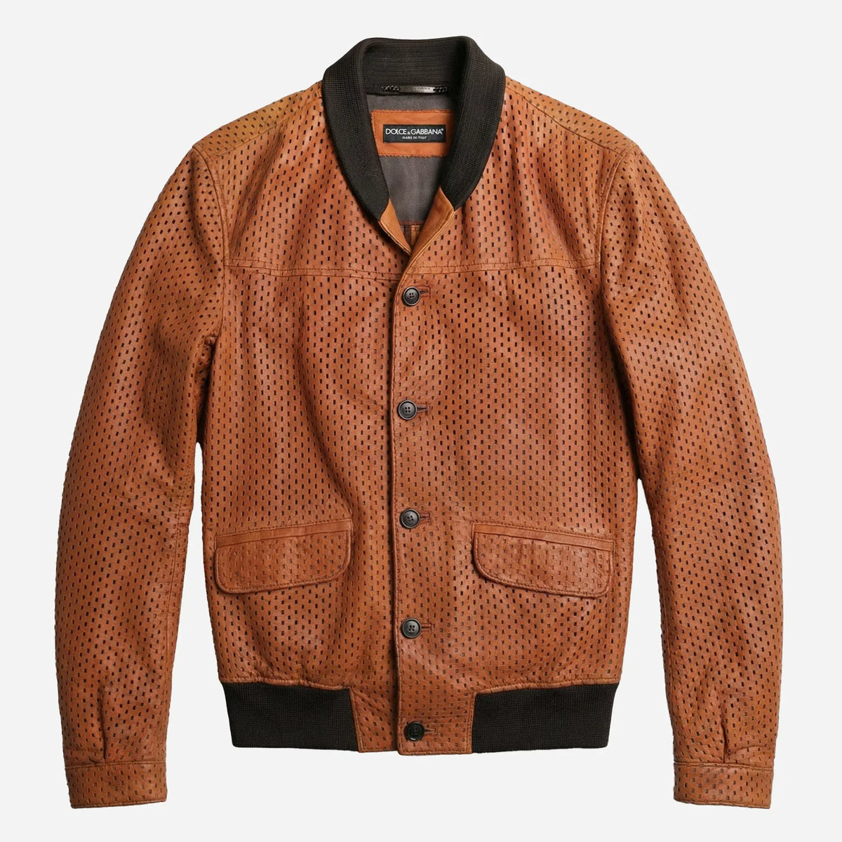 Dolce & Gabbana Perforated Leather Bomber Jacket | Sendegaro CH