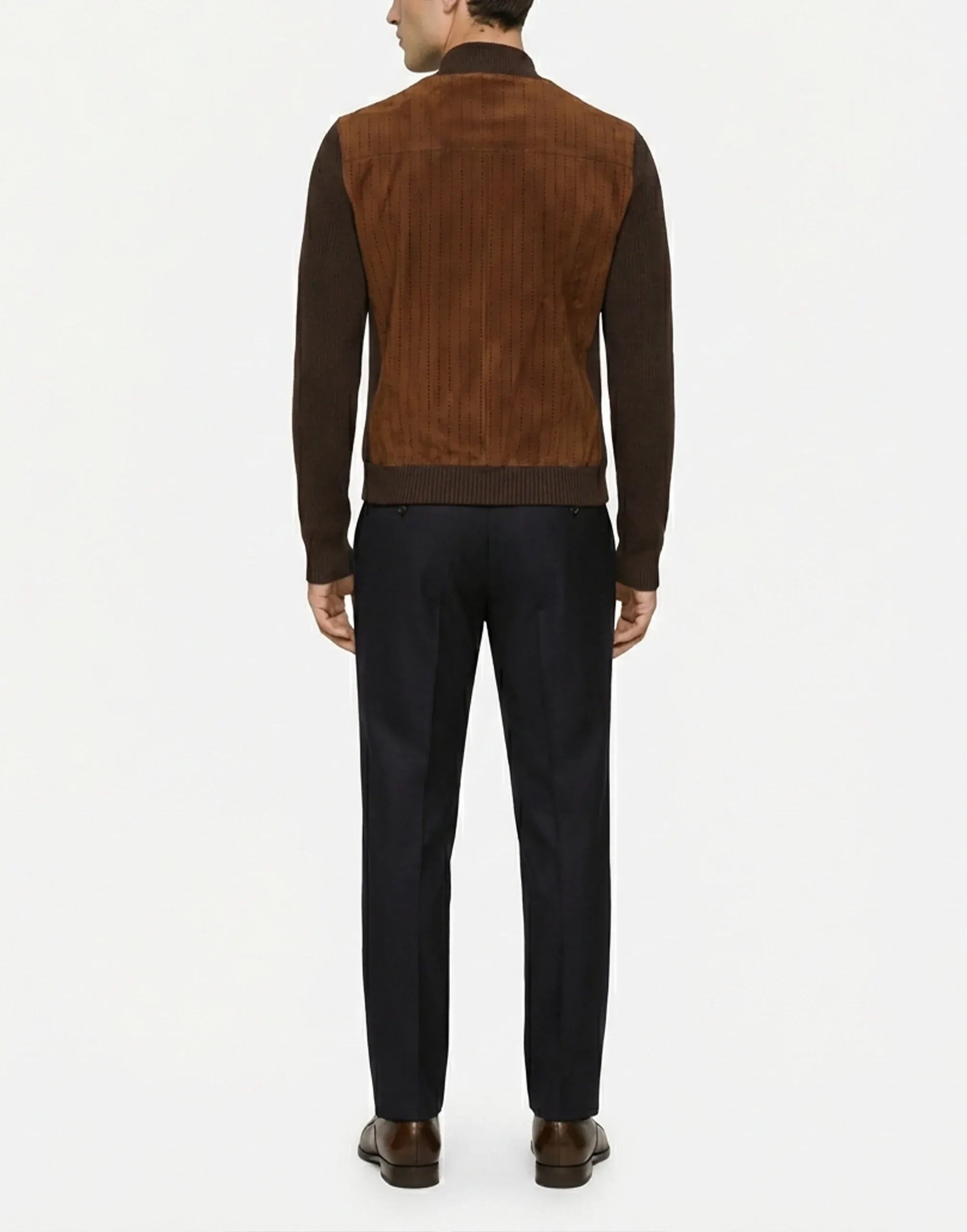 Dolce & Gabbana Perforated Velvet Ribbed Knit Bomber Jacket