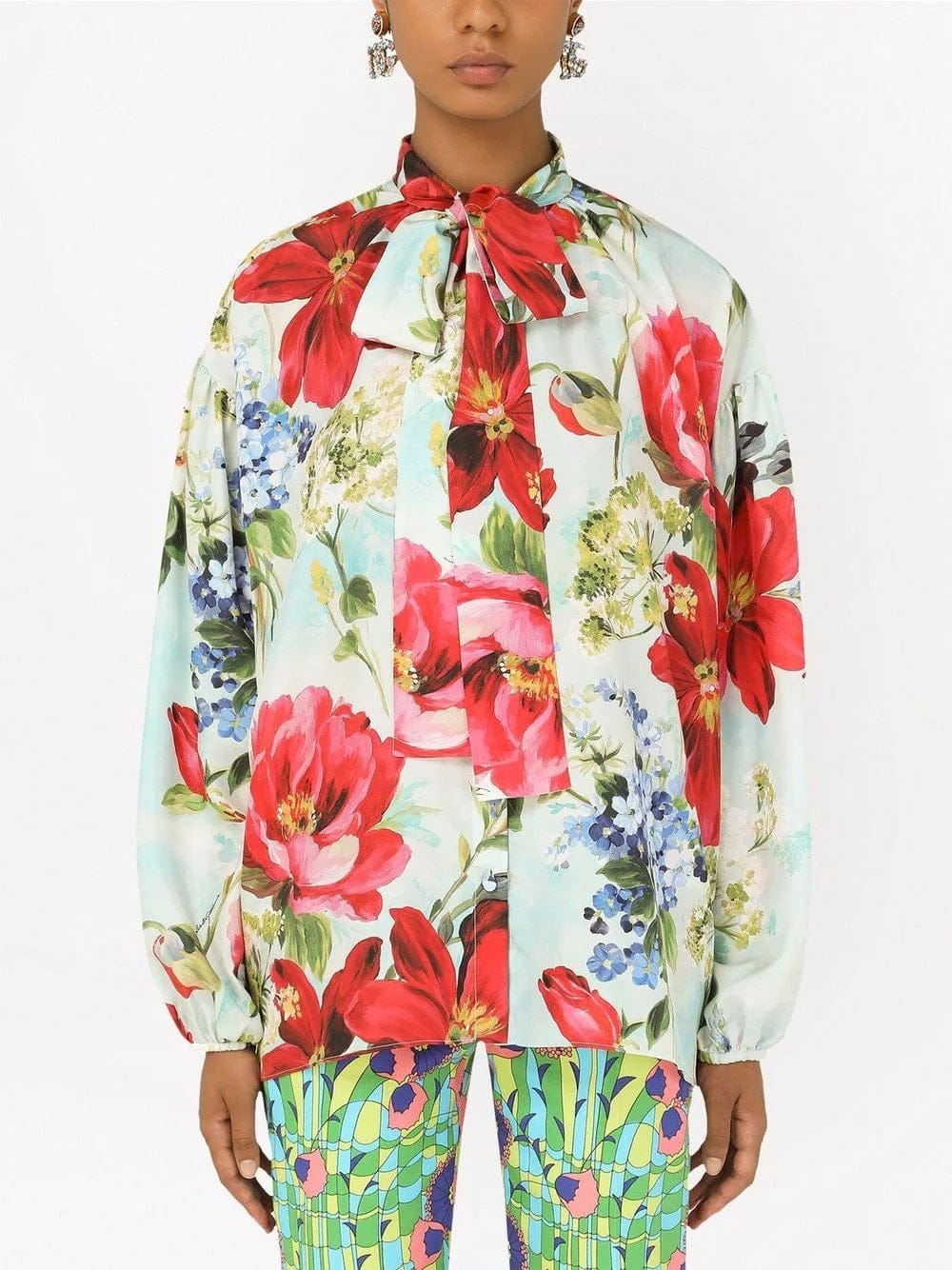 Dolce & Gabbana Pictorial Garden Print Habotai Shirt