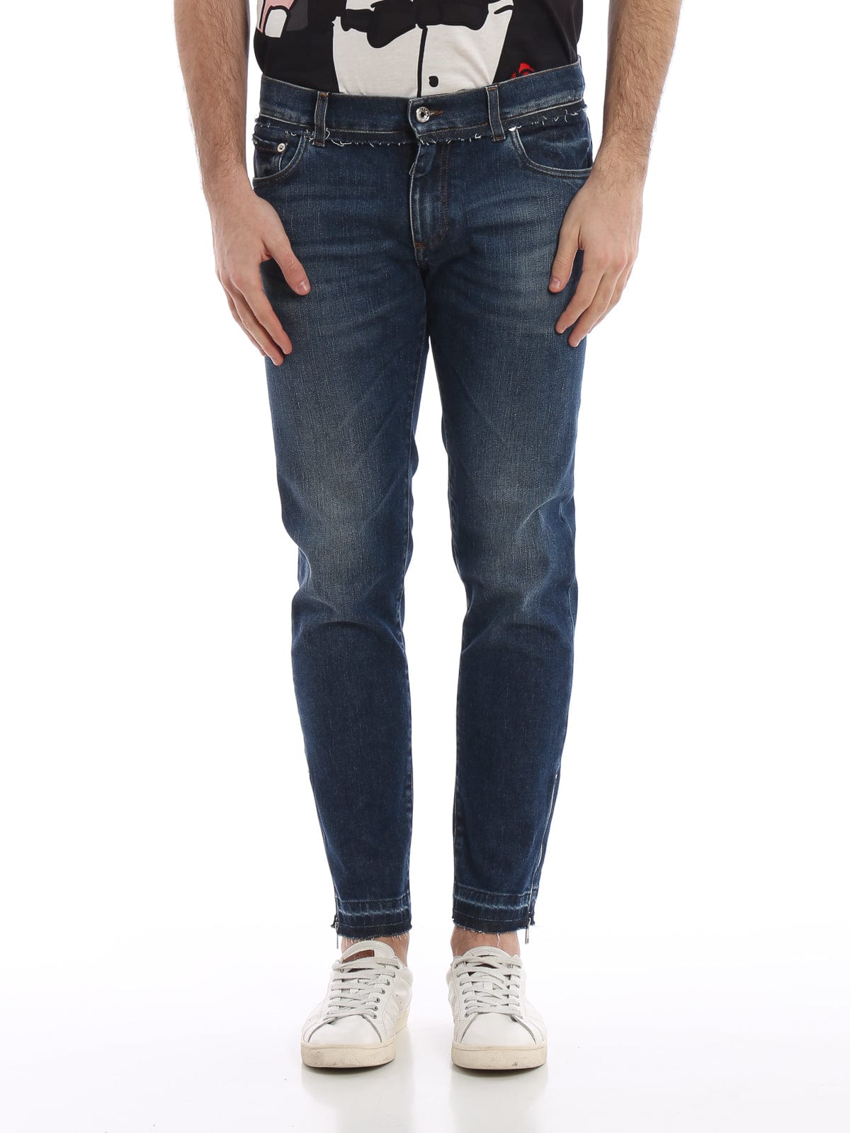 Dolce & Gabbana Pig Patch Skinny Fit Cotton Jeans
