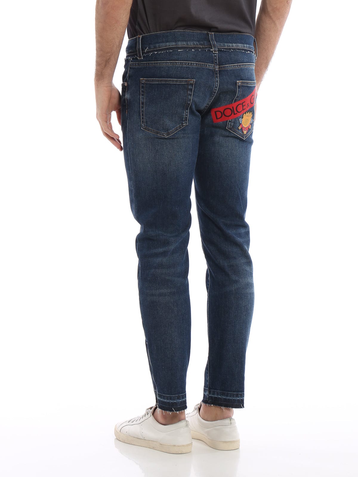 Dolce & Gabbana Pig Patch Skinny Fit Cotton Jeans