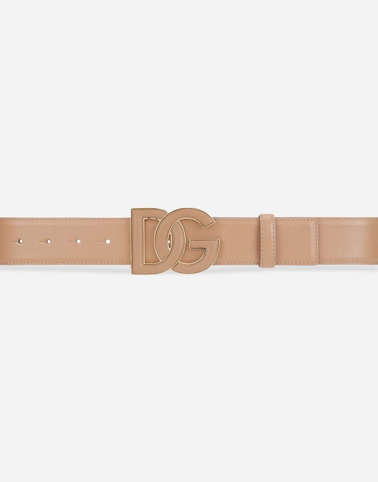 Dolce & Gabbana Pink DG Logo Leather Belt