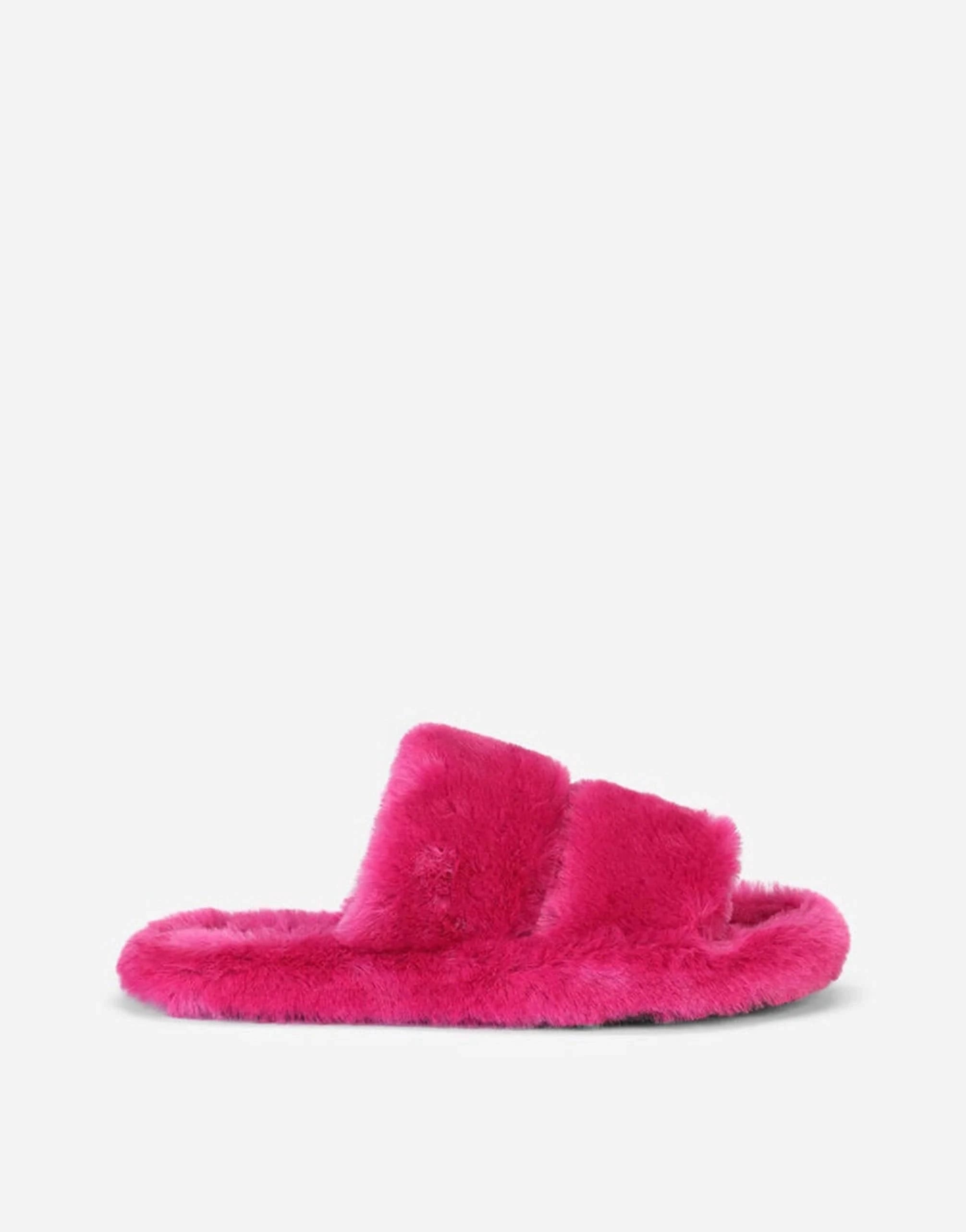 Dolce & Gabbana Pink Faux Fur Slides