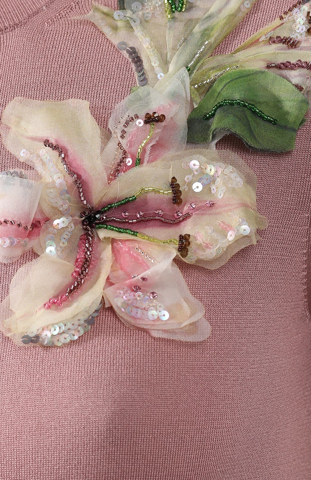 Dolce & Gabbana Pink Floral-Appliqué Silk Cardigan