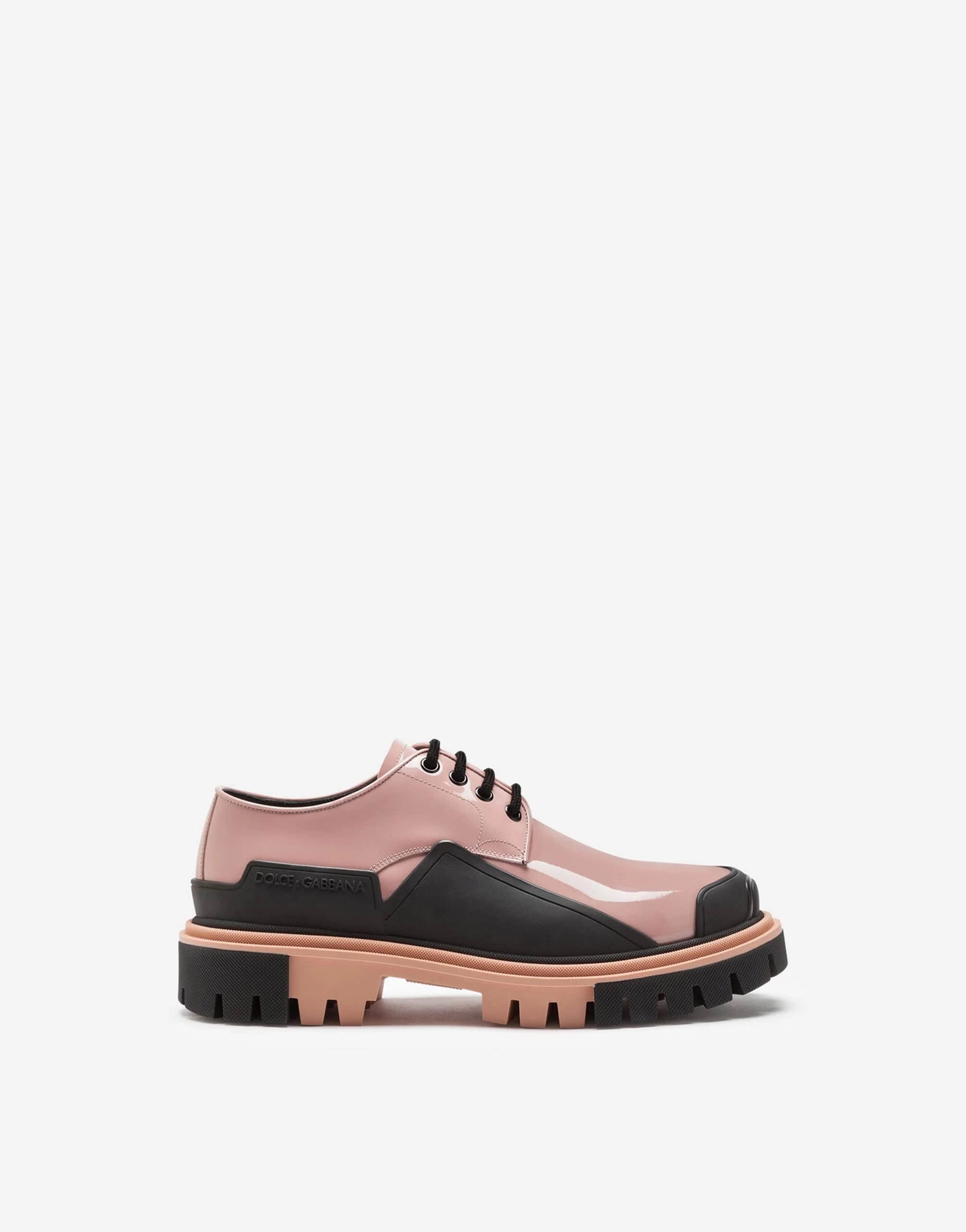 Dolce & Gabbana Pink Patent Leather Trekking Derby Shoes