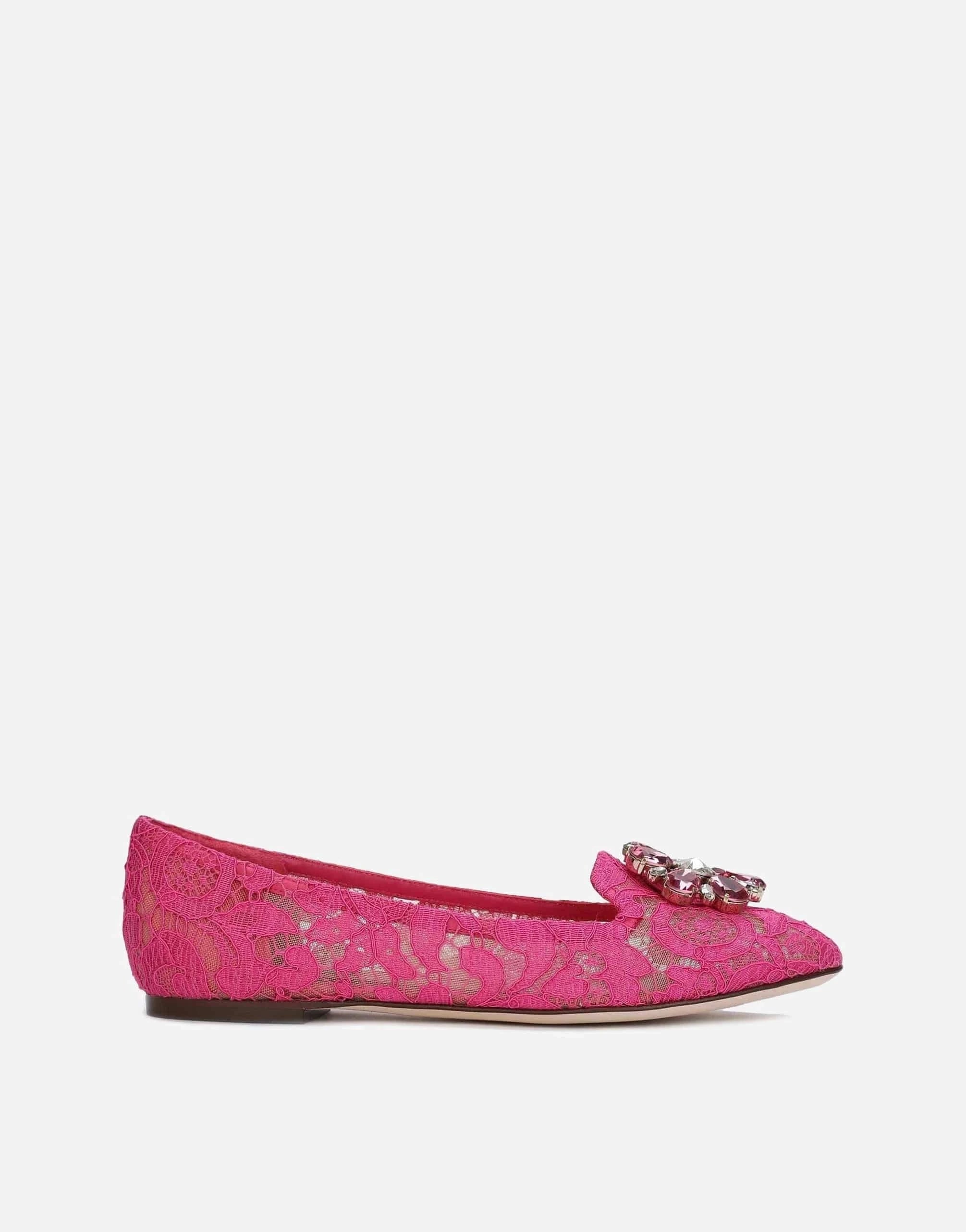 Dolce & Gabbana Pink Taormina Lace Vally Slippers