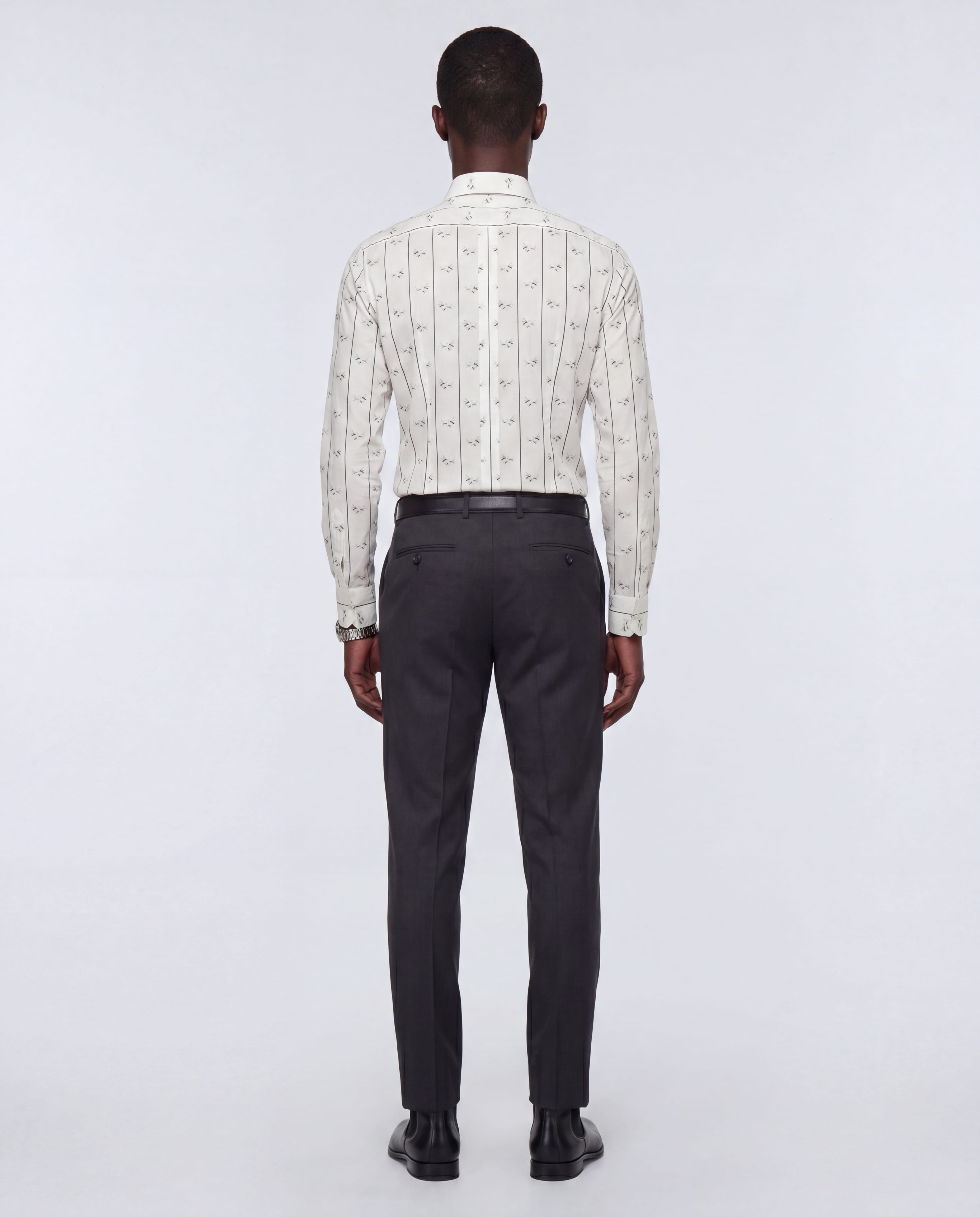 Dolce & Gabbana Dolce & Gabbana Pinstripe Bee Print Gold Dress Shirt