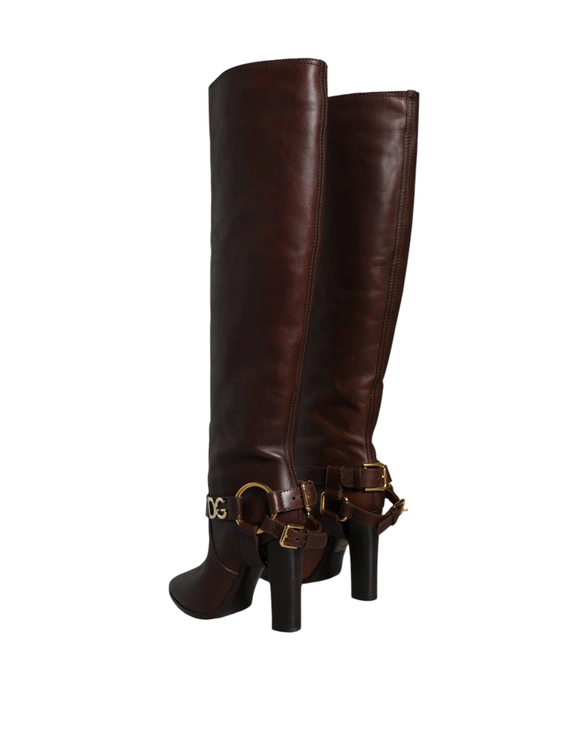 Dolce & Gabbana Plaque Logo Strap Knee High Boots