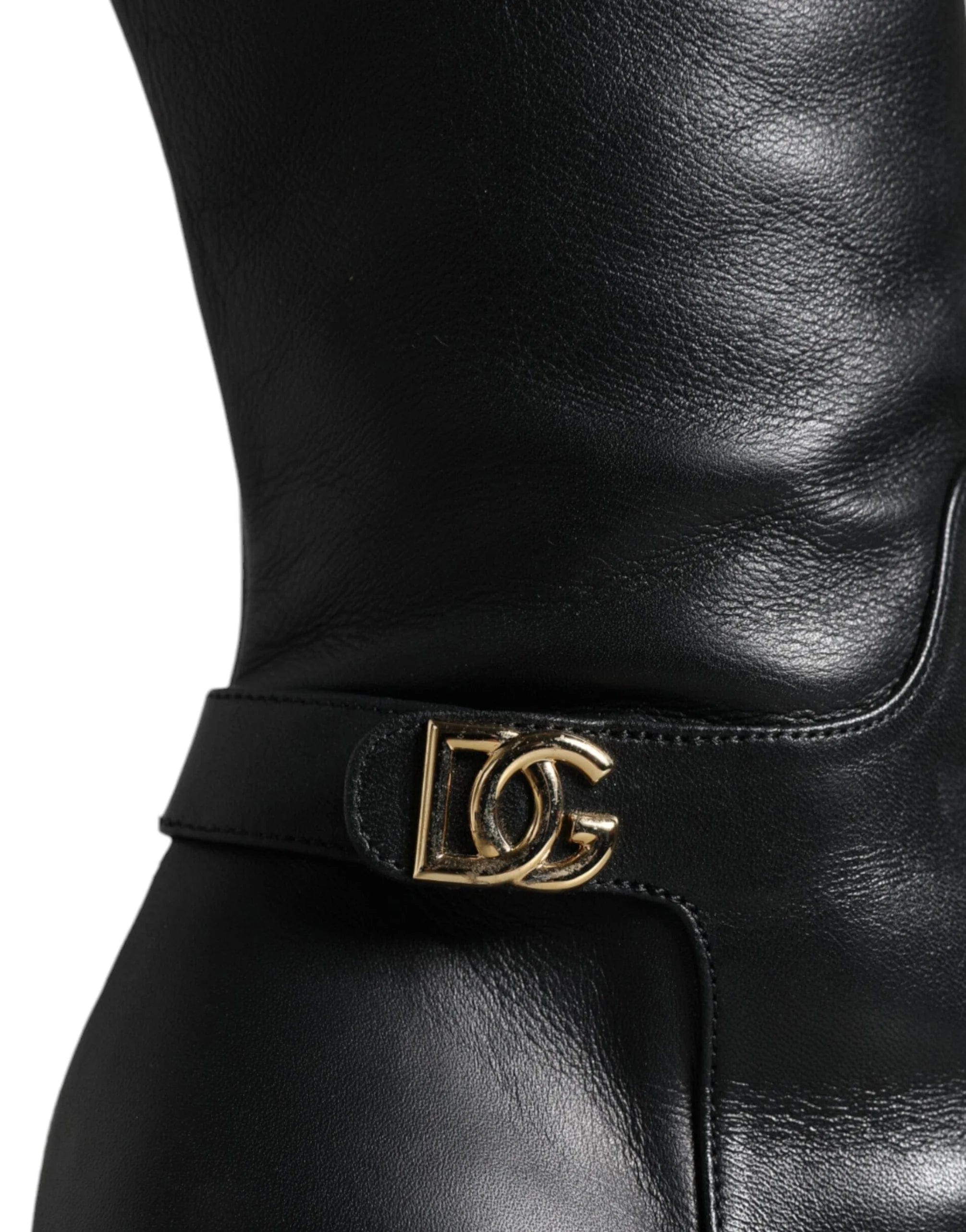 Dolce & Gabbana Plaque Tone Logo Knee High Boots