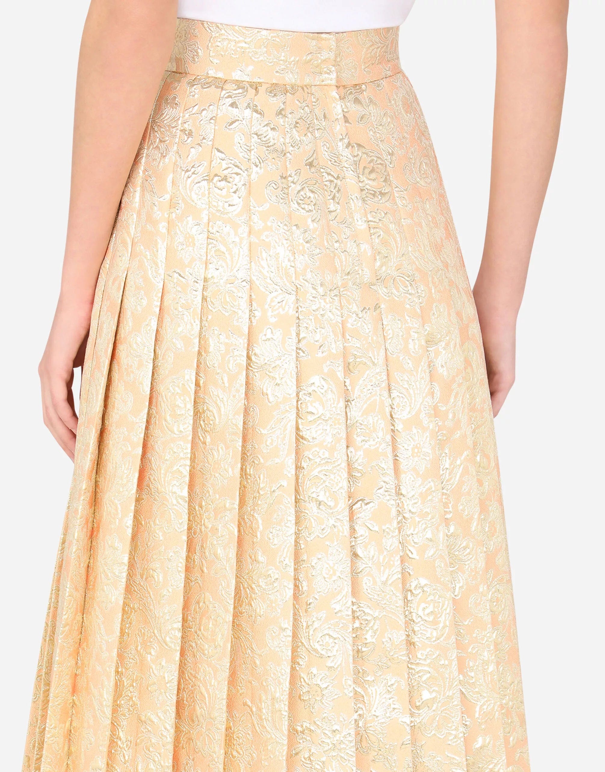 Dolce & Gabbana Pleated Lamé Jacquard Midi Skirt
