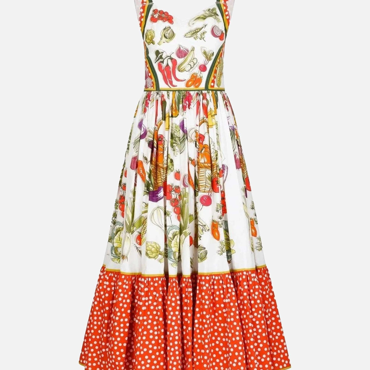Dolce & Gabbana Pleated Vegetable-Print Cotton Dress | Sendegaro Dolce & Gabbana Pleated Vegetable-Print Cotton Dress | Sendegaro