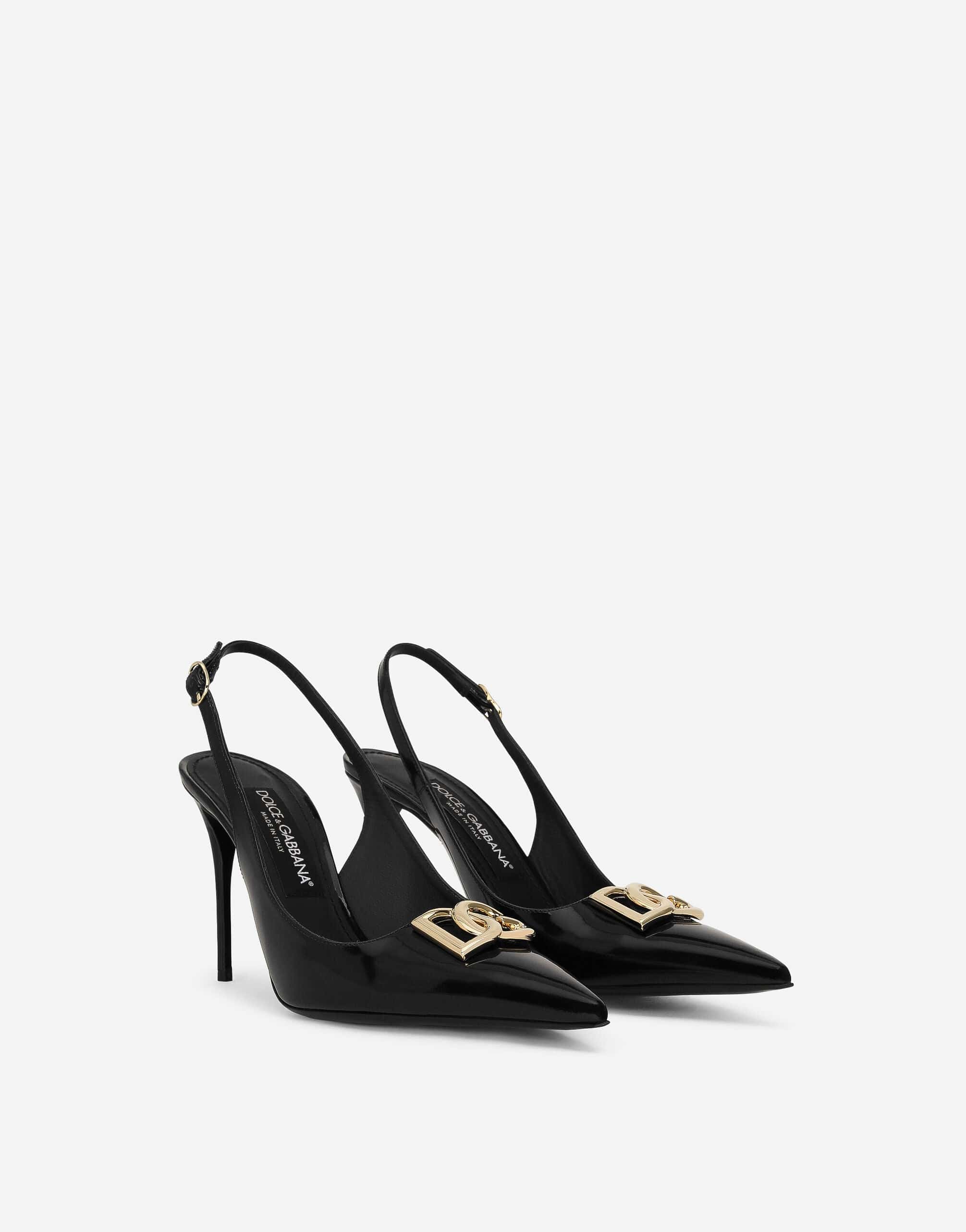 Dolce & Gabbana Polished Logo-Plaque Slingbacks