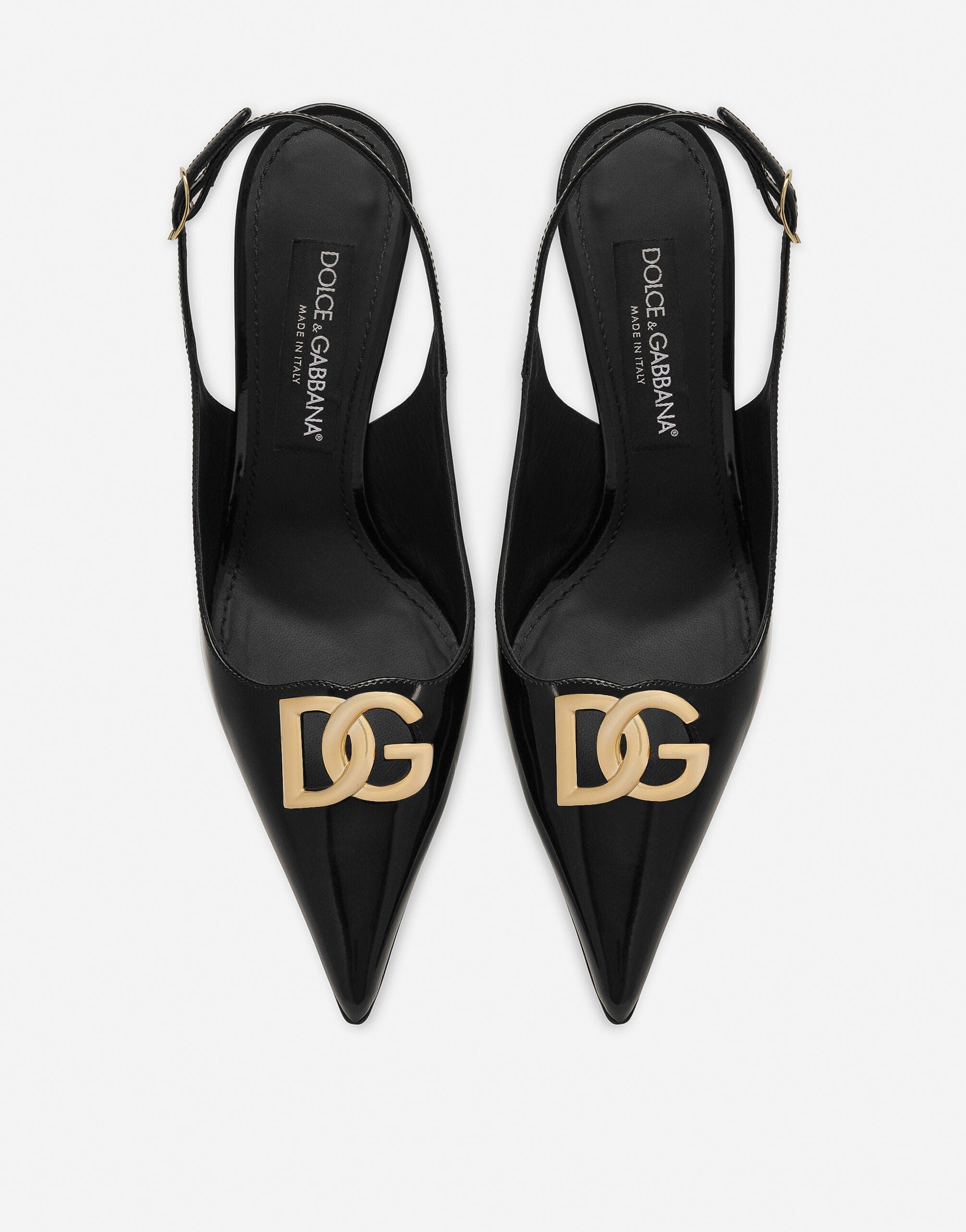 Dolce & Gabbana Polished Logo-Plaque Slingbacks